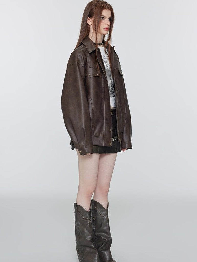 Vone SheeE Studded Cropped American Retro Women&