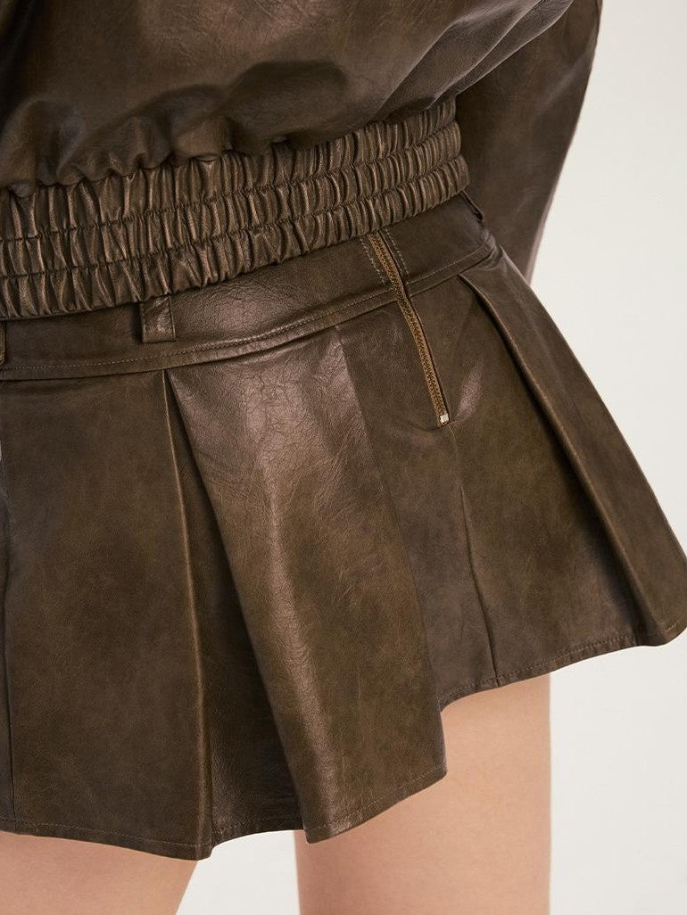 Vone SheeE Vintage Distressed Pleated A Line Women&