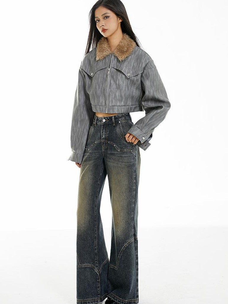 Vone SheeE Washed Ombre Distressed High Waist Loose Women&