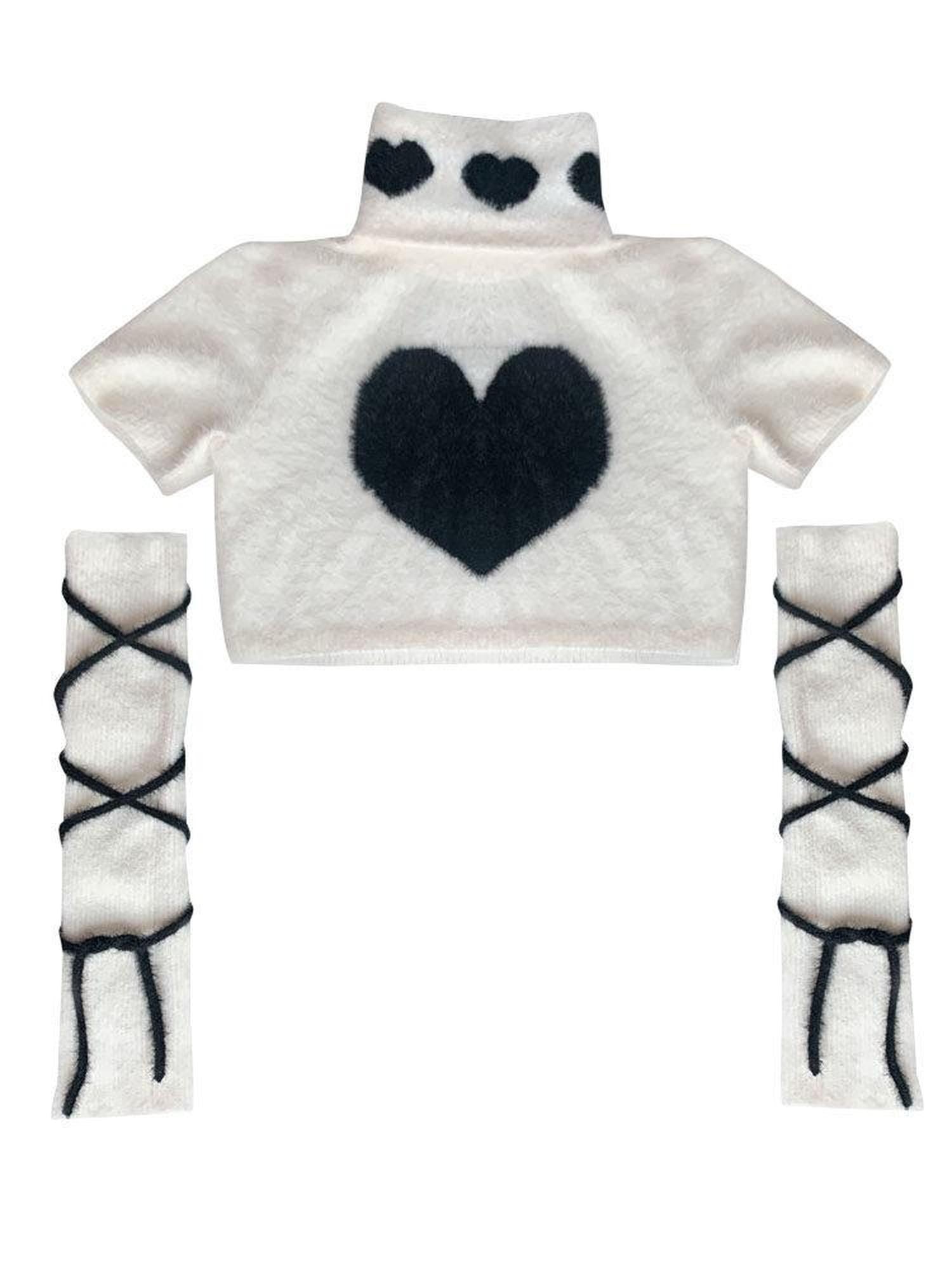 WSW WUSHENWU Ivory Heartline Figure Cropped High Neck Women&