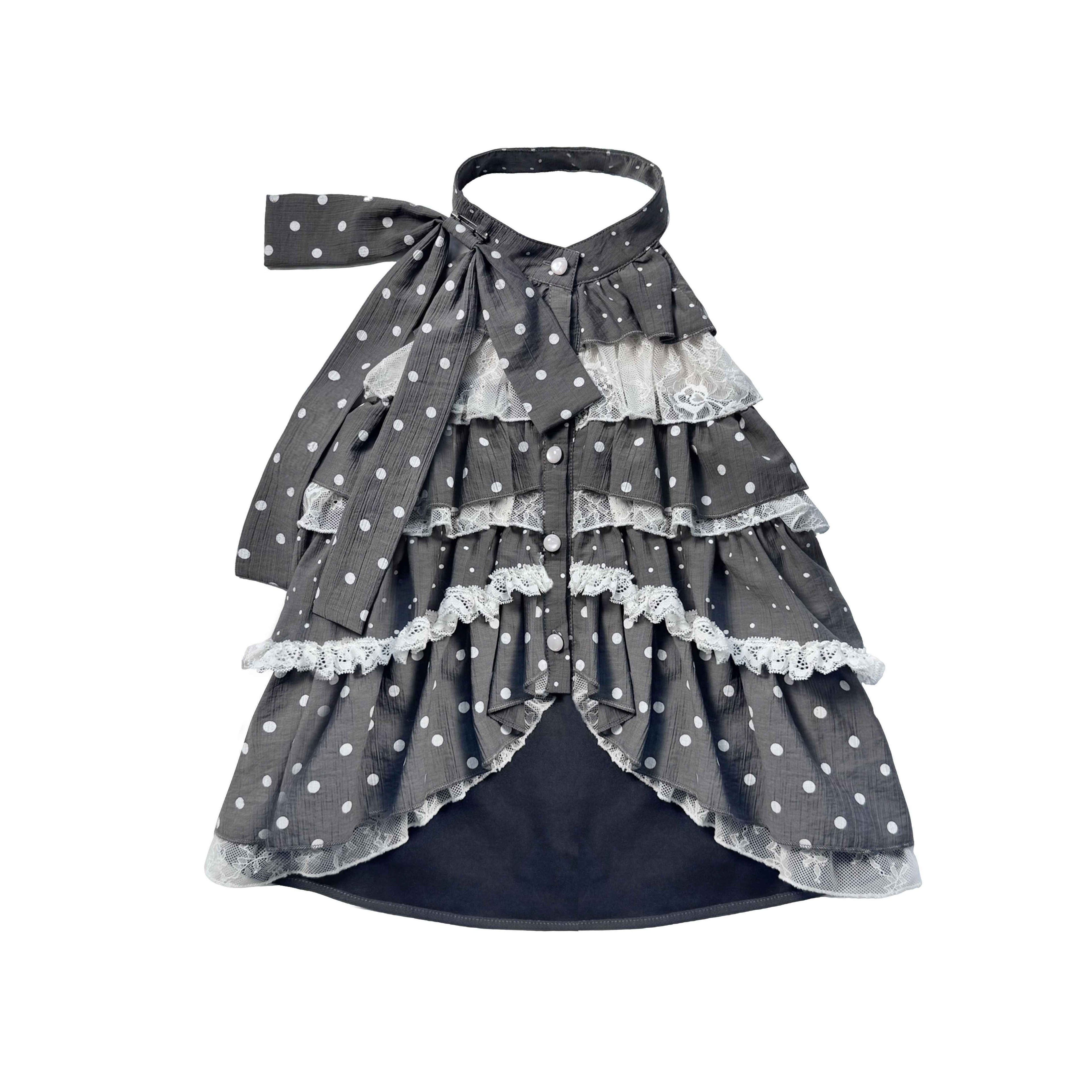 WSW_WUSHENWU_Light_Gray_Polka_Dot_Patchwork_Open_Back_Sleeveless_Tie_Women&