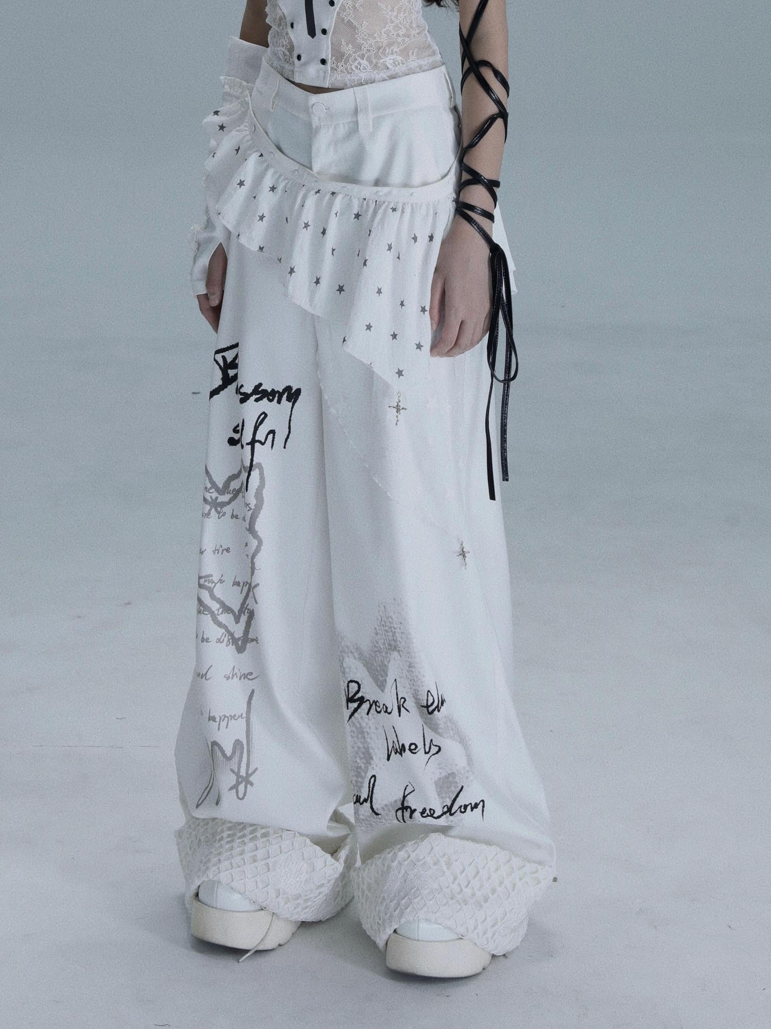 WSW WUSHENWU White Heart Wish Bottle Text Print Women&