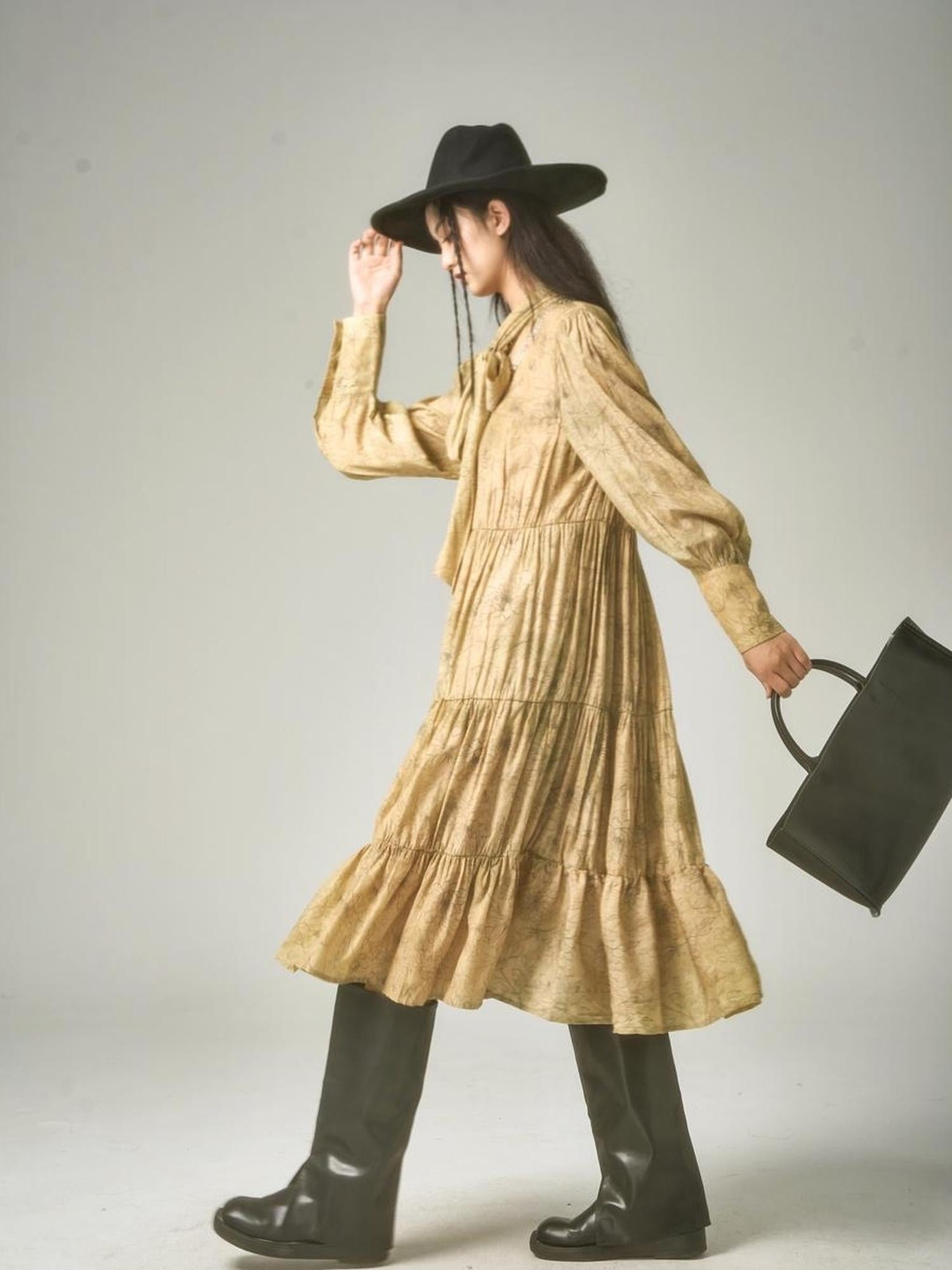 Sweet Mi Wabi Sabi Plant Dyed Loose Print Maxi Dress