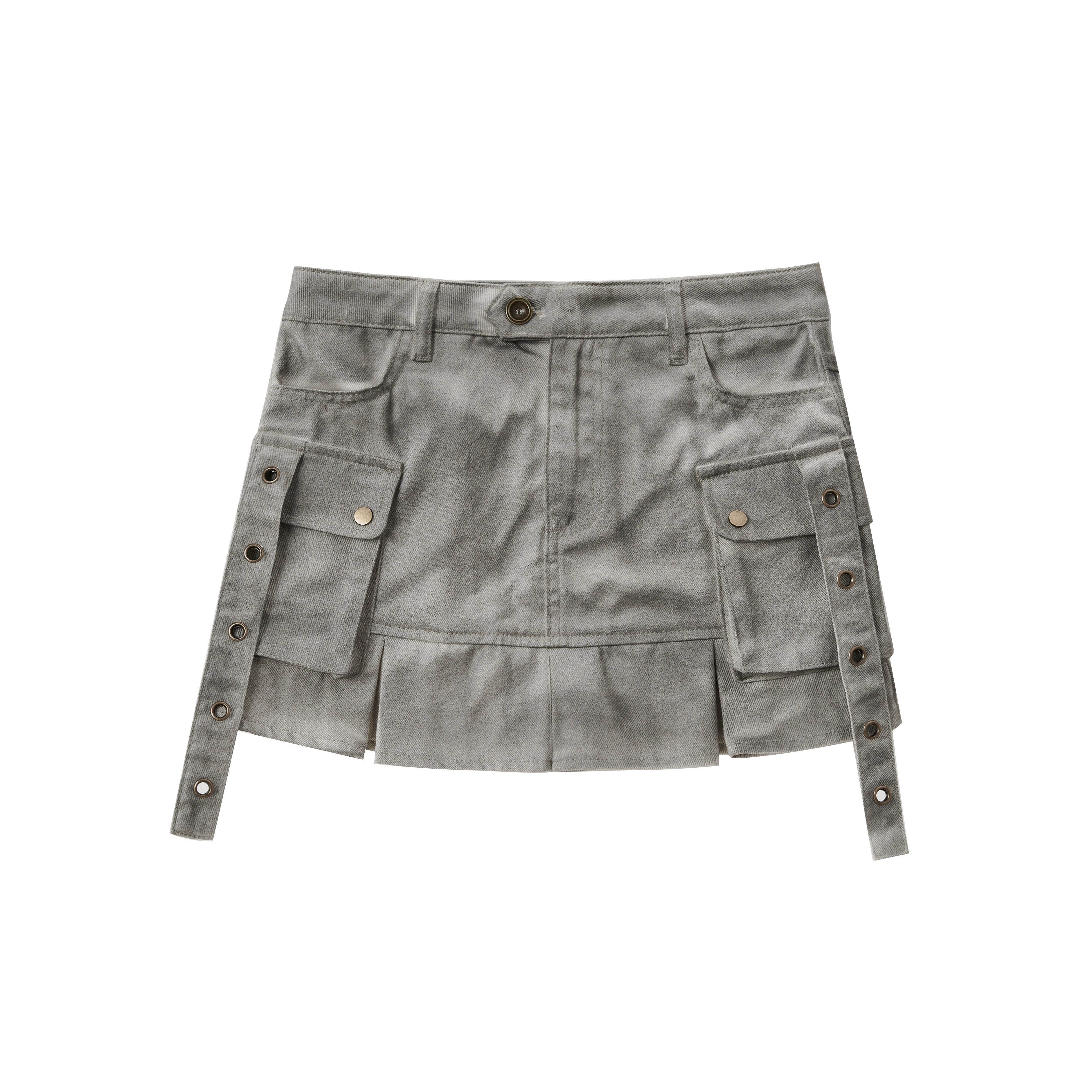 Cest Nous Dirty Wash Utility Pleated Skirt