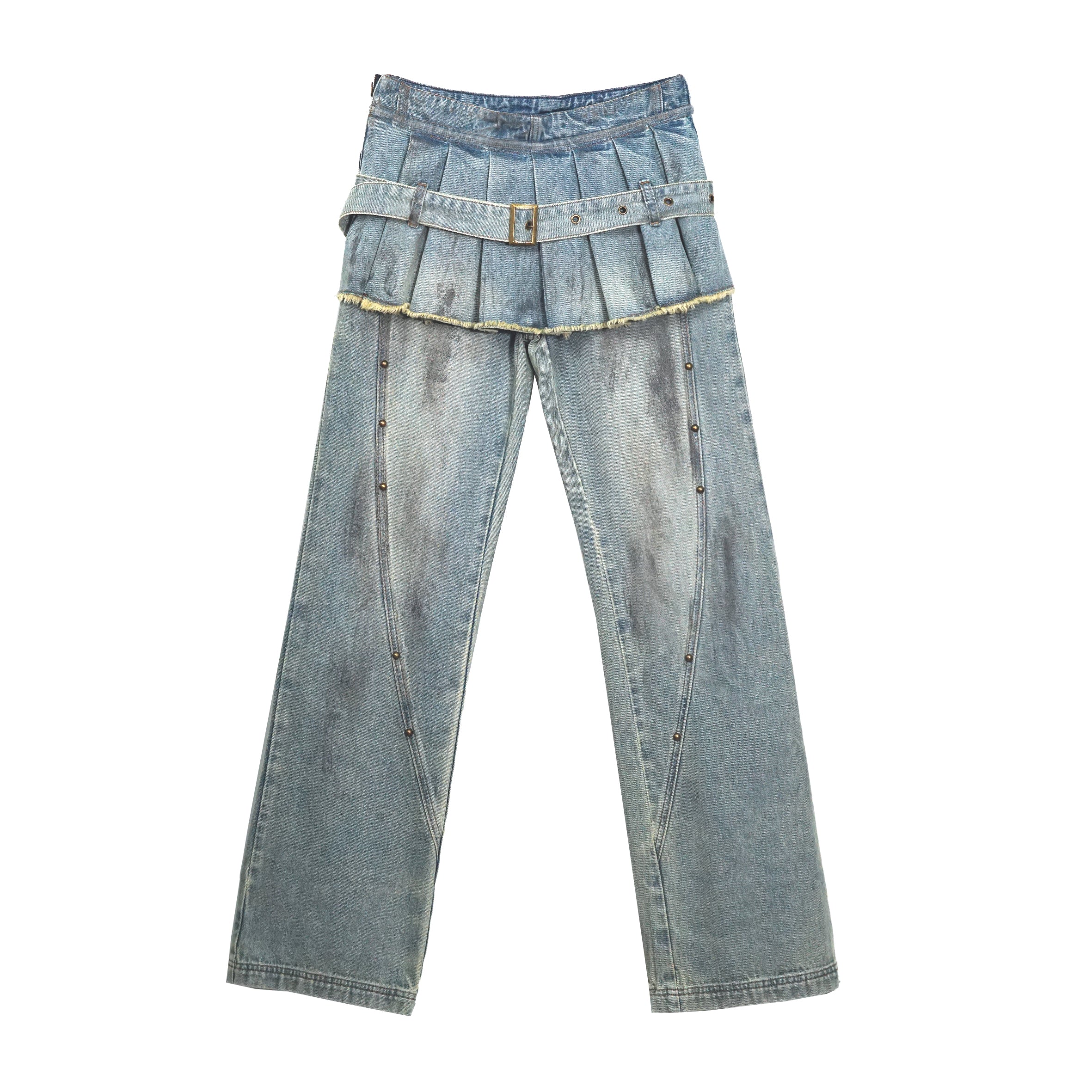 Update c Dirty Wash Denim Cargo Culottes With Pleated Skirt