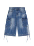 Beach Washed Relaxed Cargo Denim Shorts
