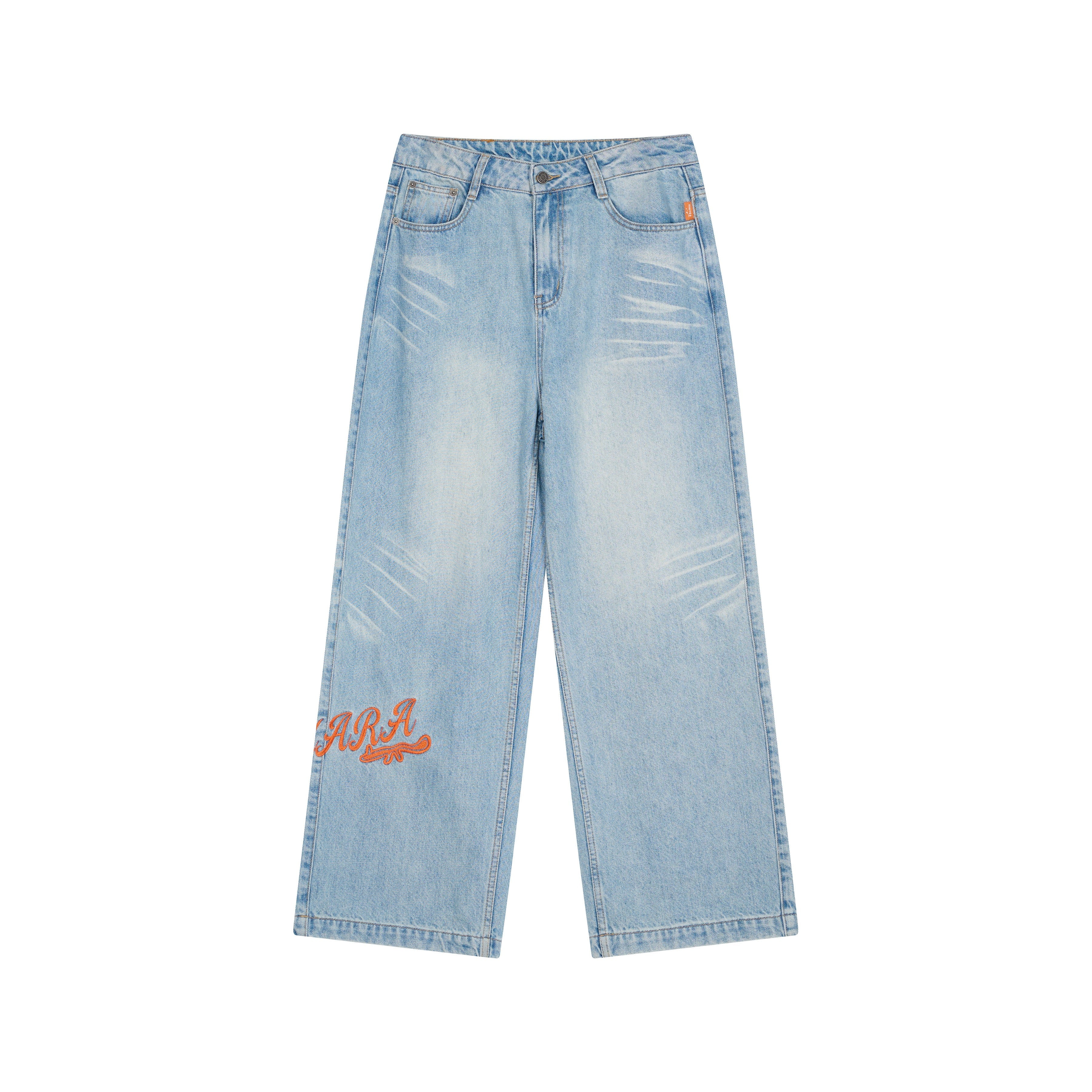 Achihara Iceland Summer Washed Denim Wide Leg Jeans