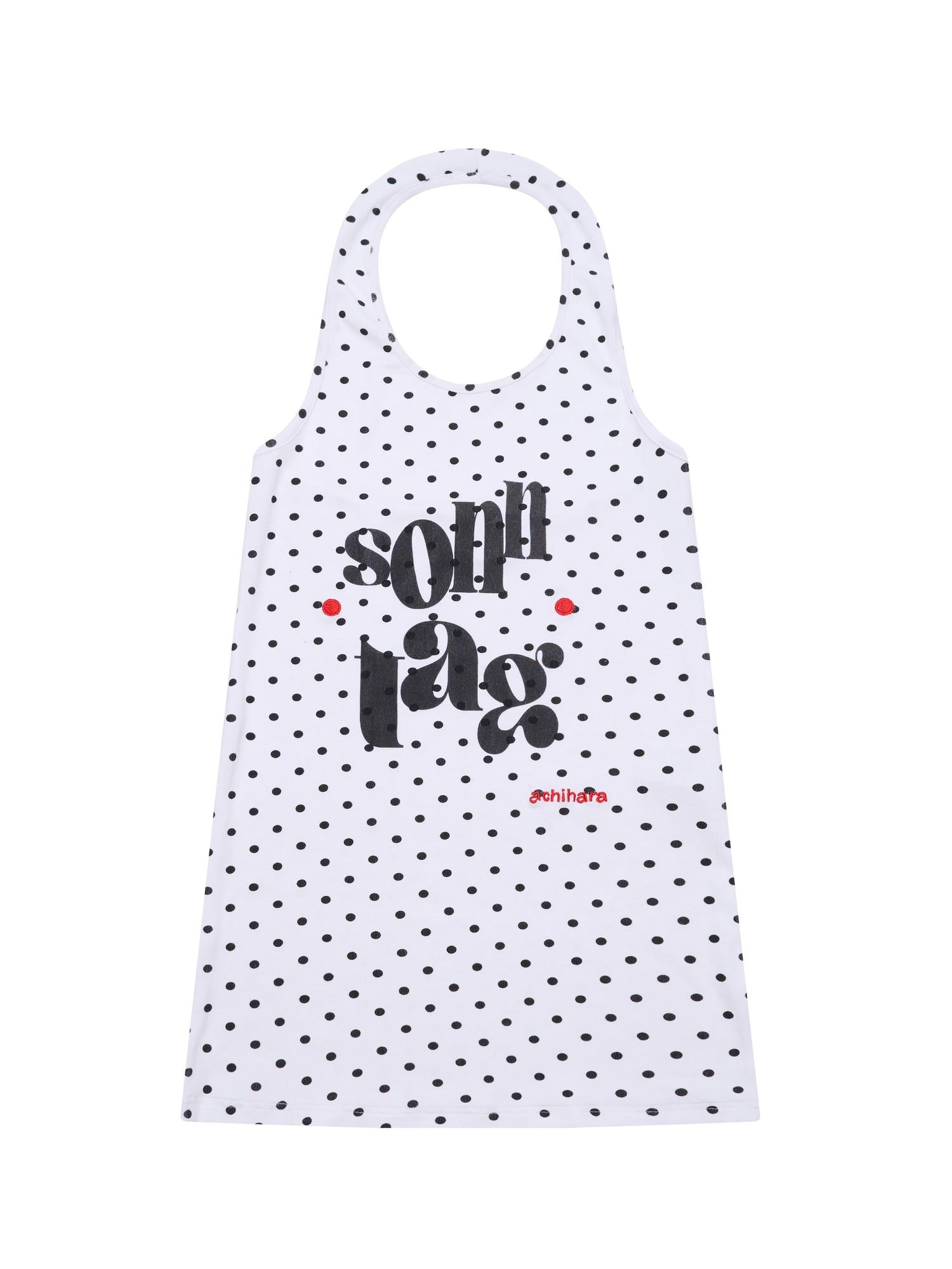 Achihara Polka Dot Backless Halter Top