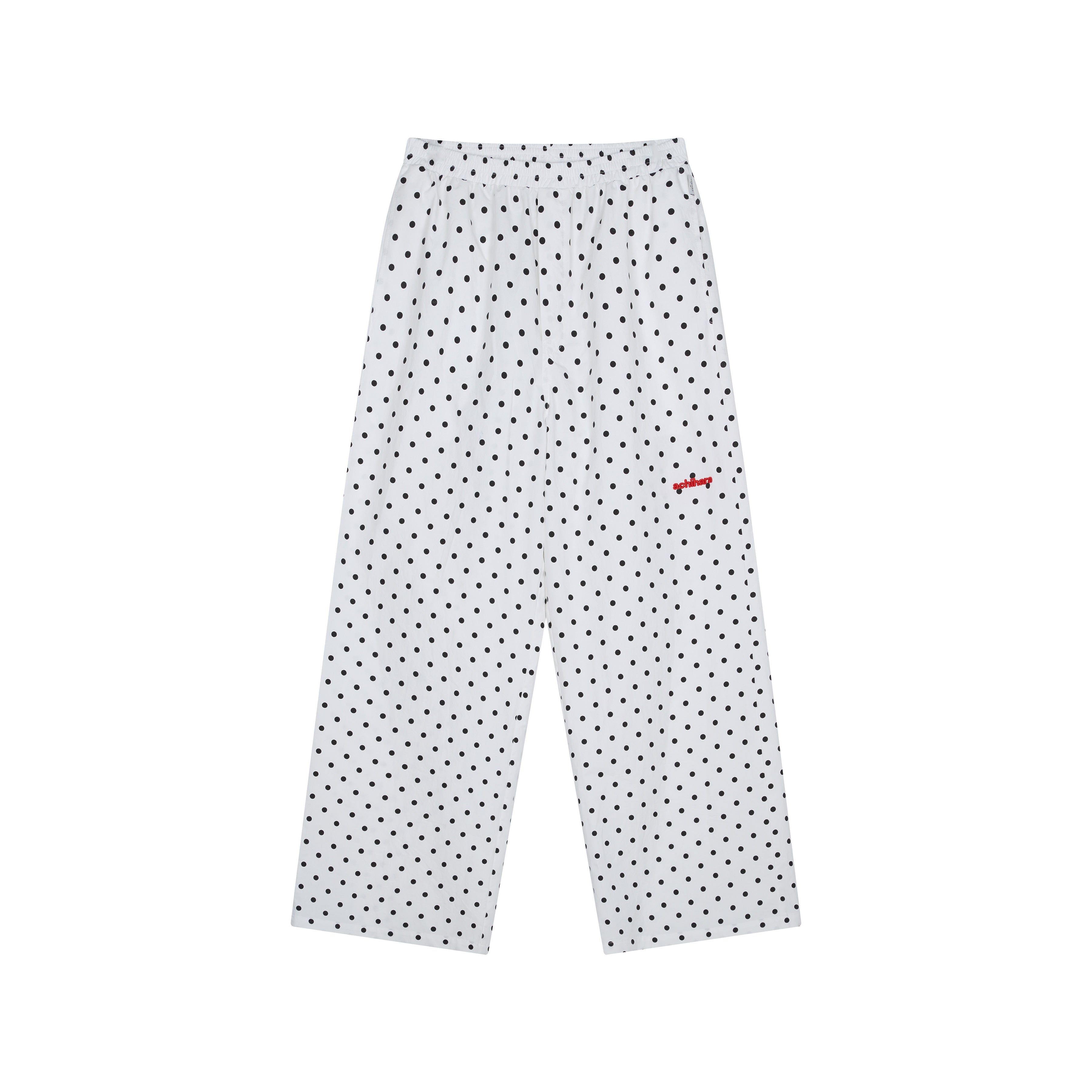 Achihara Polka Dot Wide Leg Trousers With Red Embroidery