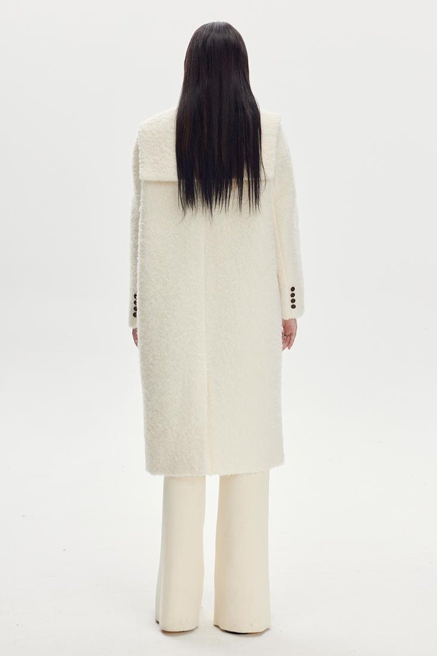 DIDDI MODA Wavy Edge Cream Wool Coat