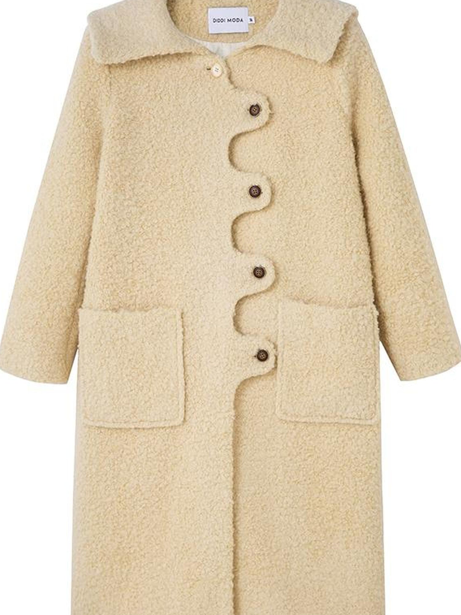 DIDDI MODA Wavy Edge Cream Wool Coat