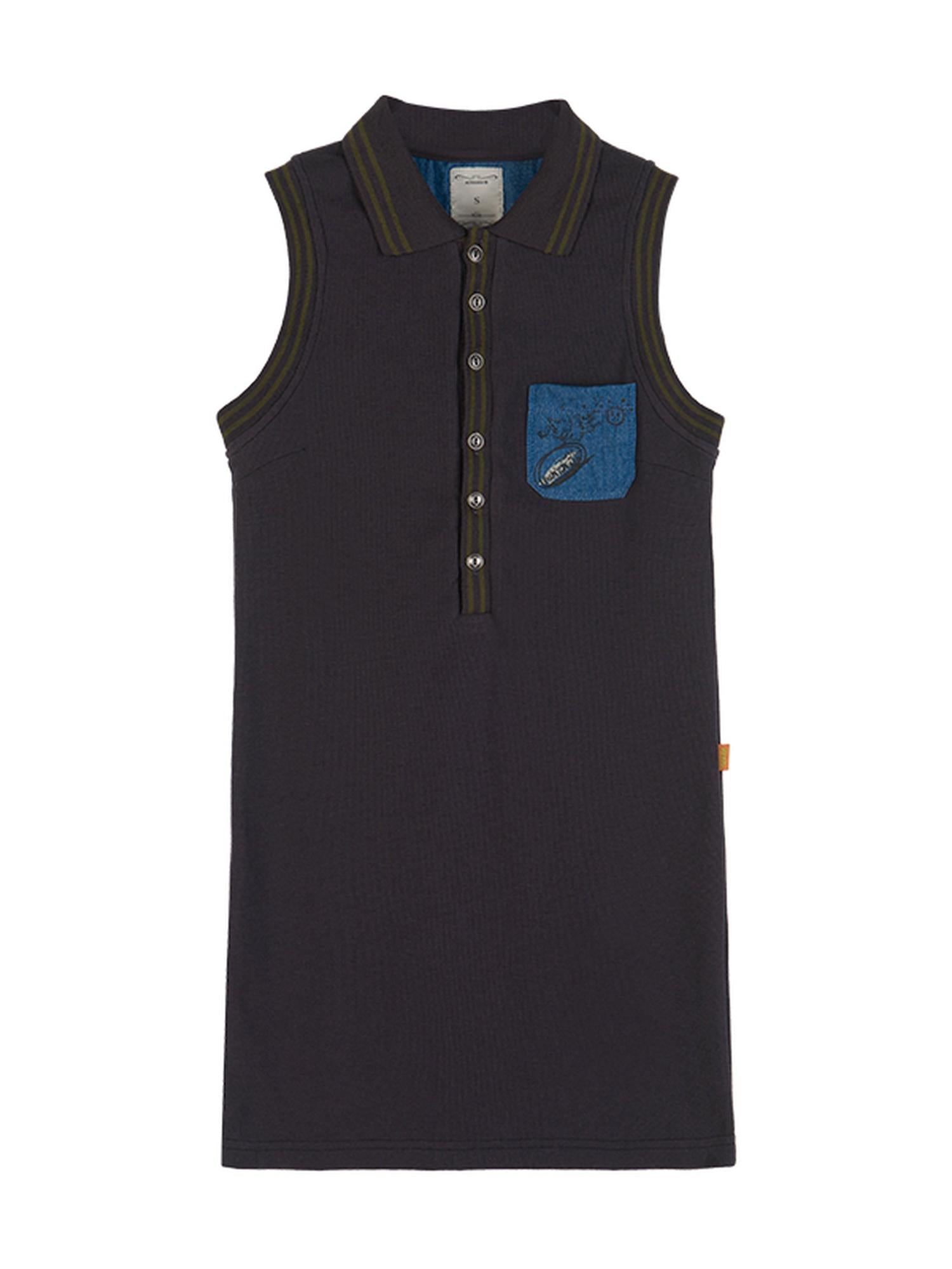Achihara Polo Collar Vest Dress Summer Autumn Sleeveless Top