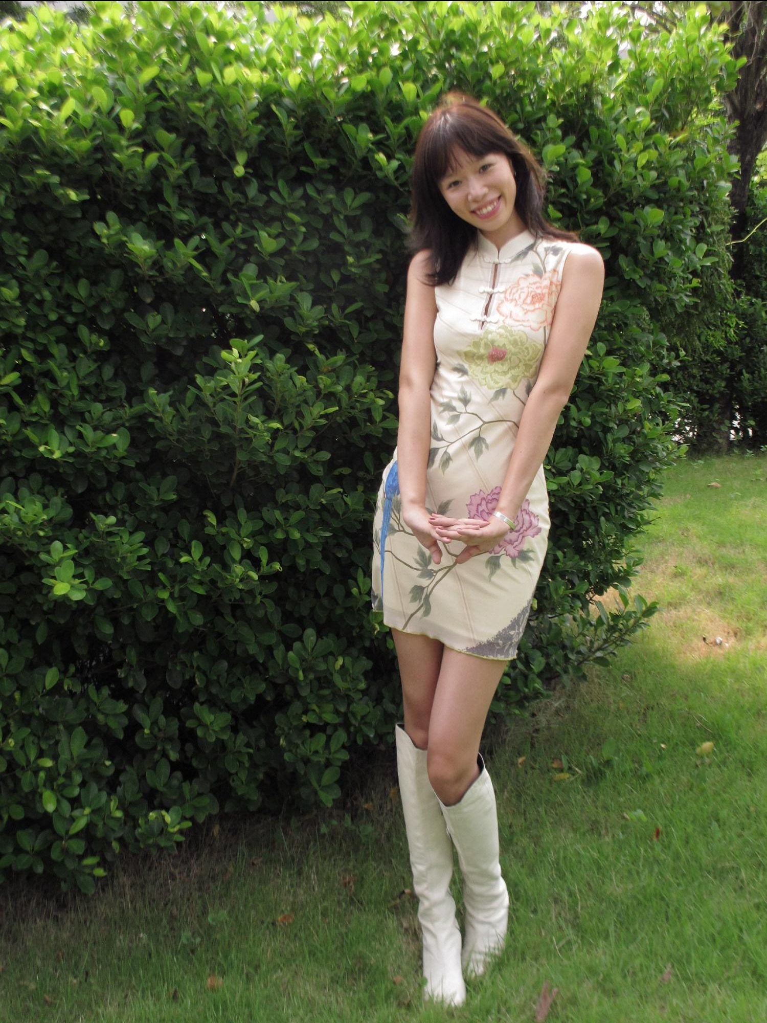 Wet Tail Breathable Floral Vintage Cheongsam Short Sleeveless Daily Bodycon Midi Dresses