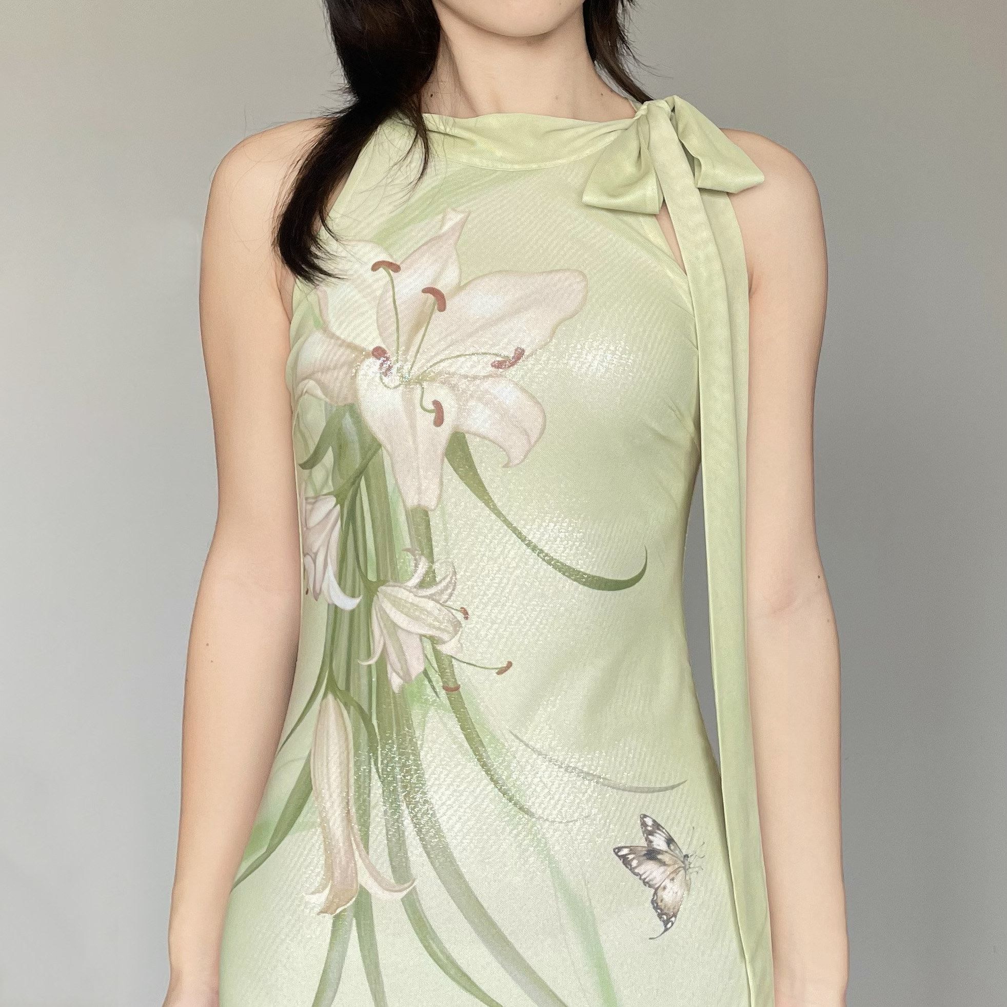 Wet Tail Breathable Vintage Floral Sleeveless Casual Stretch Bodycon Maxi Dresses