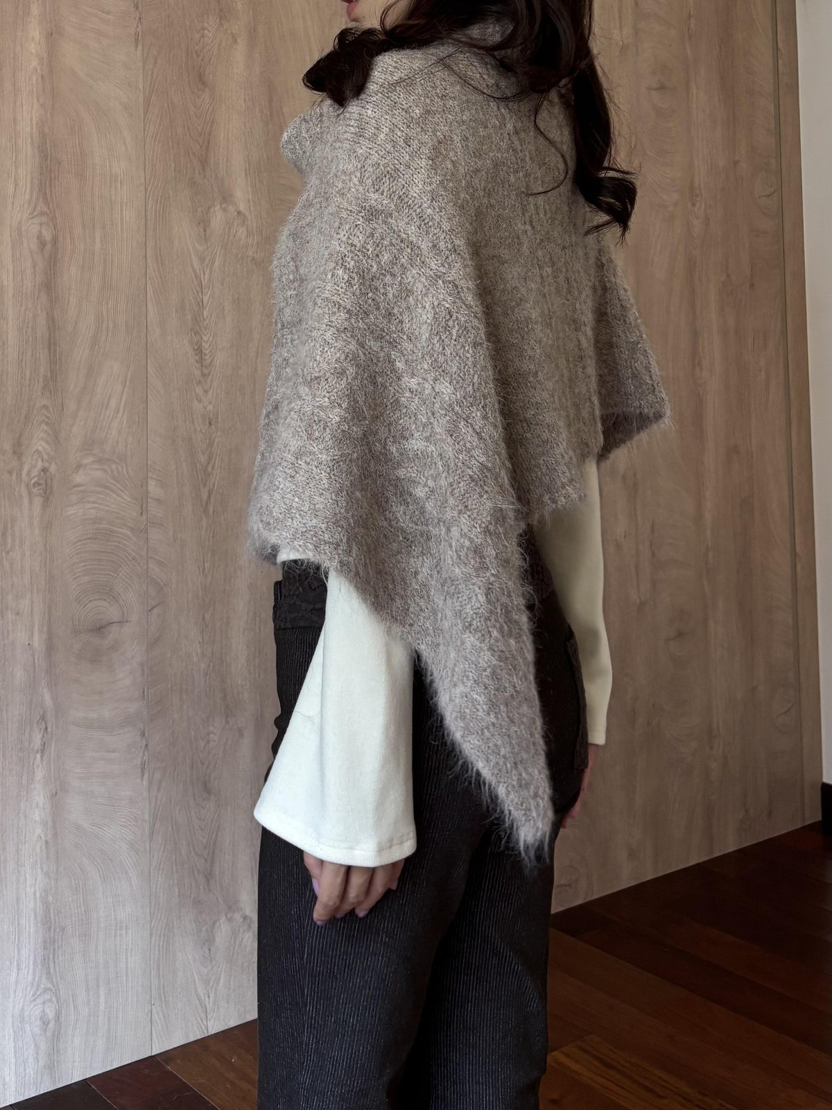 Wet Tail Three Tone Cloak Wool Blend Women&