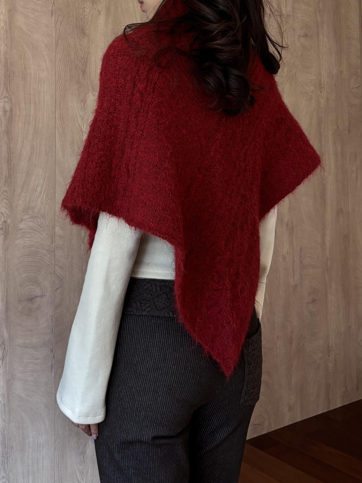 Wet Tail Three Tone Cloak Wool Blend Women&