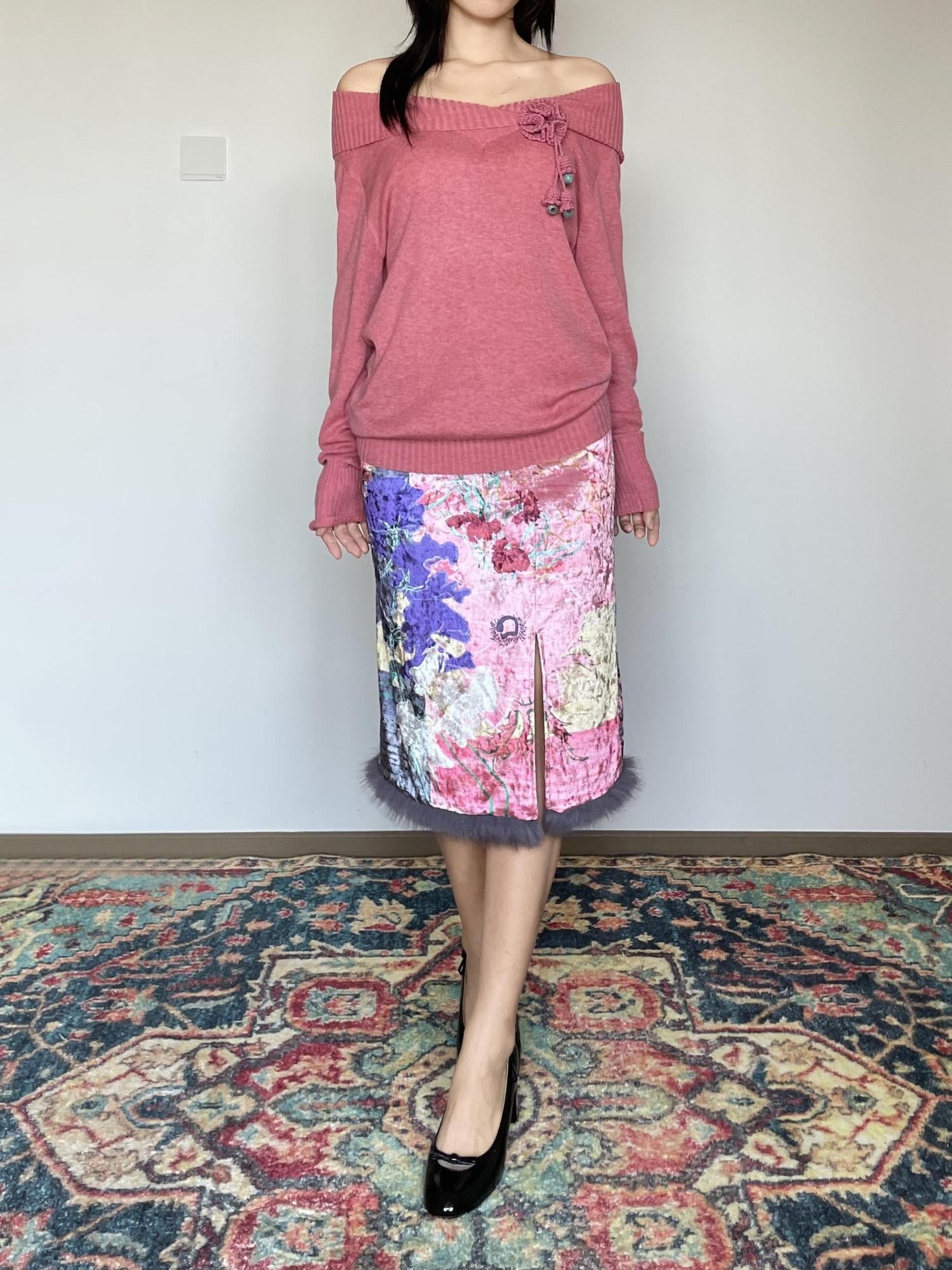 Wet Tail Warm Vintage Loose Fit Pullover Long Sleeve Pink Solid Knit Womens Sweaters