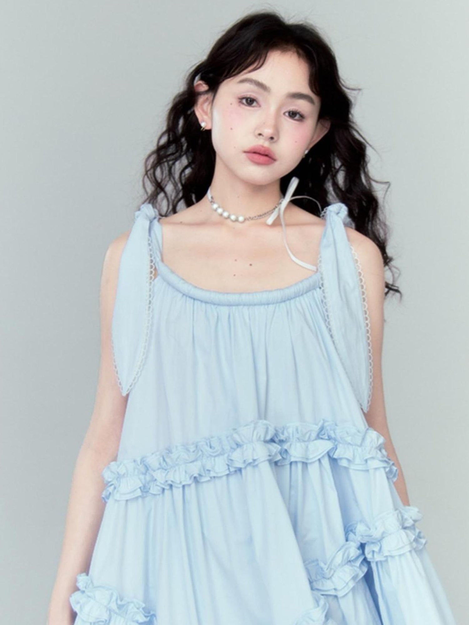 DIDDI MODA Whimsy Bunny Ear Ruffled Pinafore Dress