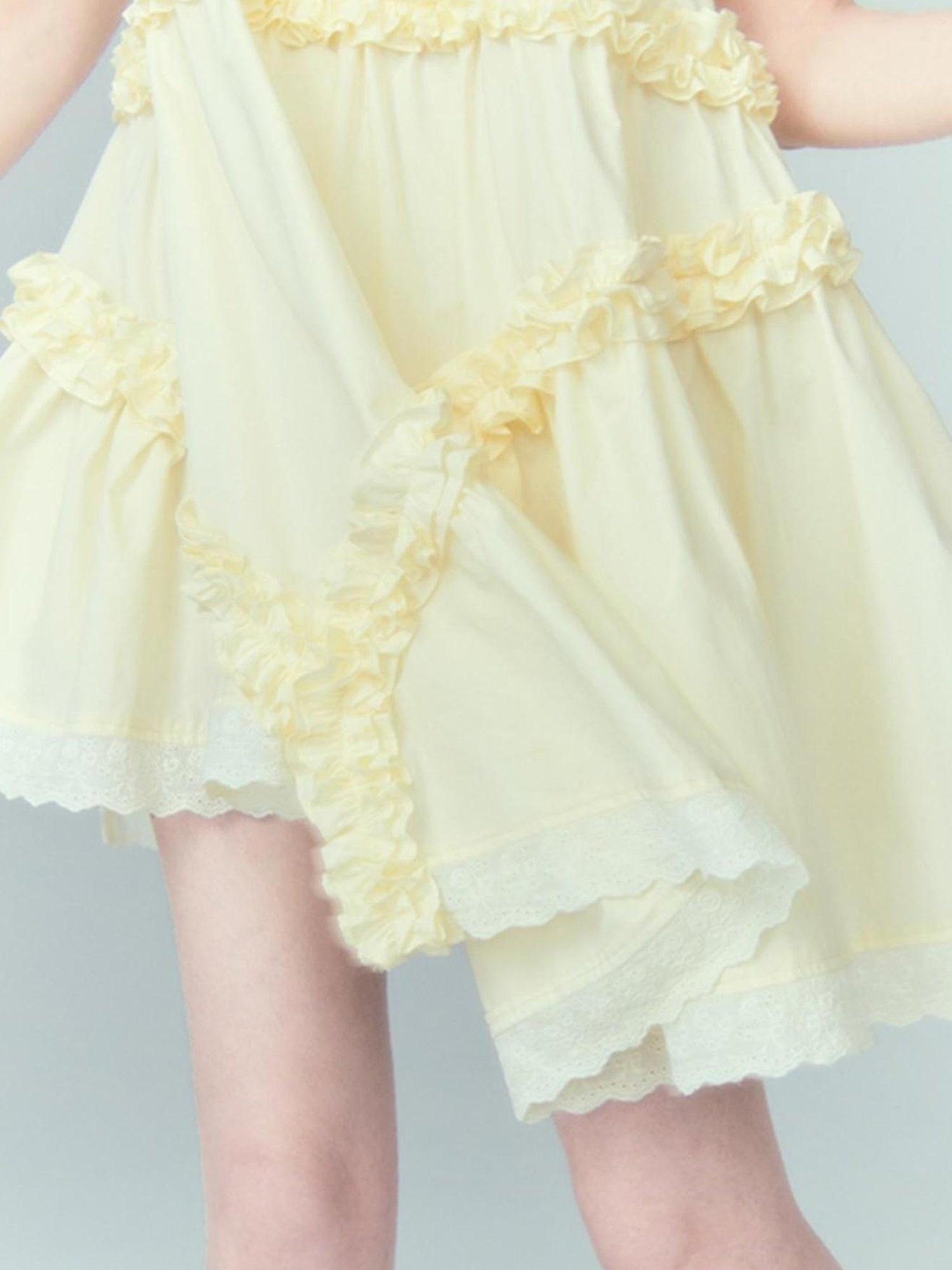 DIDDI MODA Whimsy Bunny Ear Ruffled Pinafore Dress