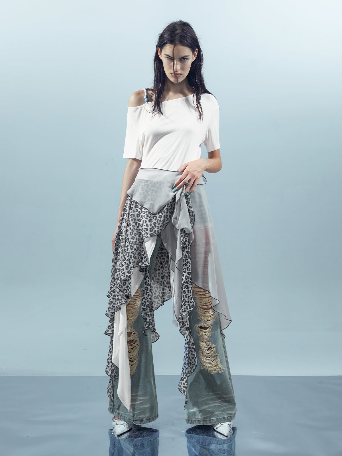 UpdateNN NORTH NODE Piscean Odyssey Off Shoulder Tee With Detachable Scarf
