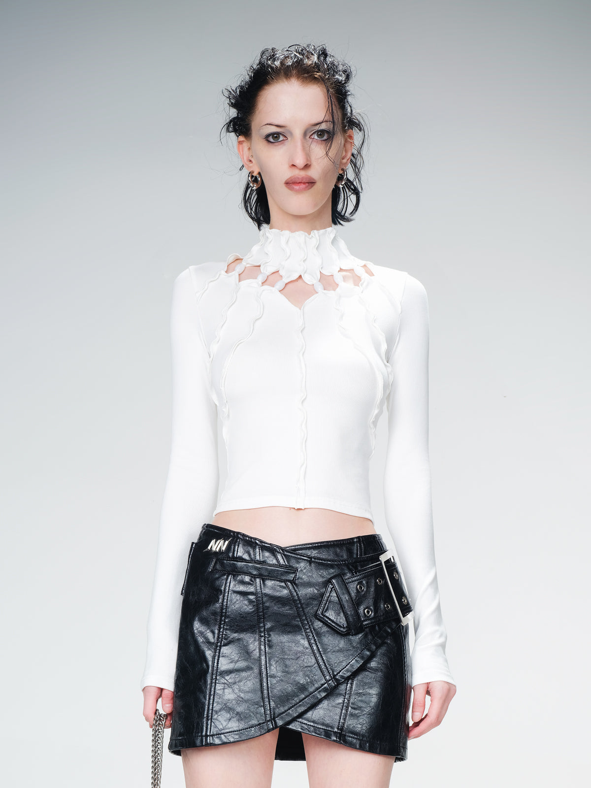 UpdateNN NORTH NODE Knitted Beaded Cutout Turtleneck Top