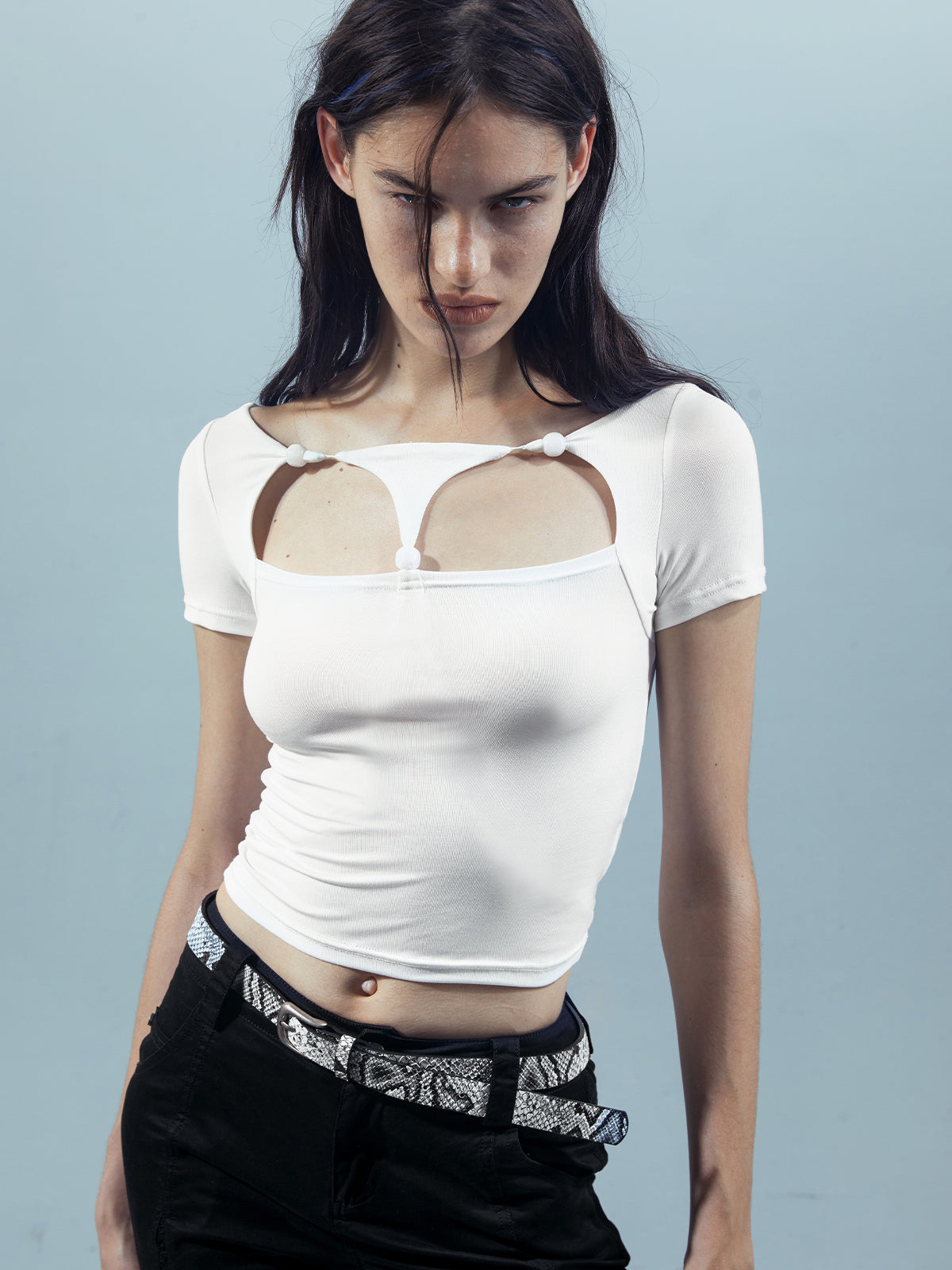 UpdateNN NORTH NODE Lace Up Beaded Cropped Tee