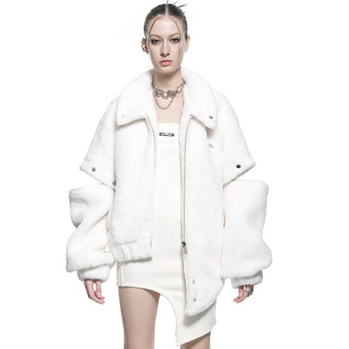 UpdateNN NORTH NODE Detachable Sleeve Fur Coat Convertible Vest