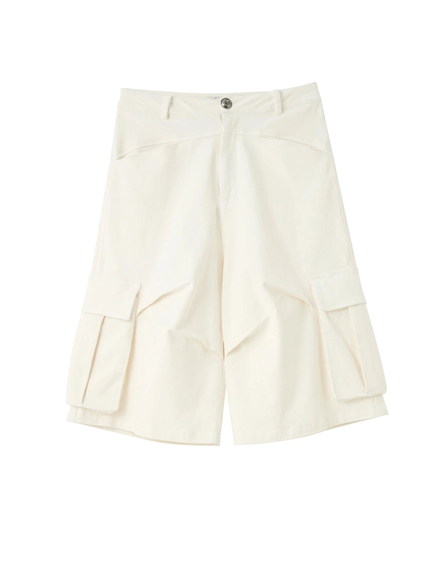 Stretch Washed Cotton Cargo Capri Pants