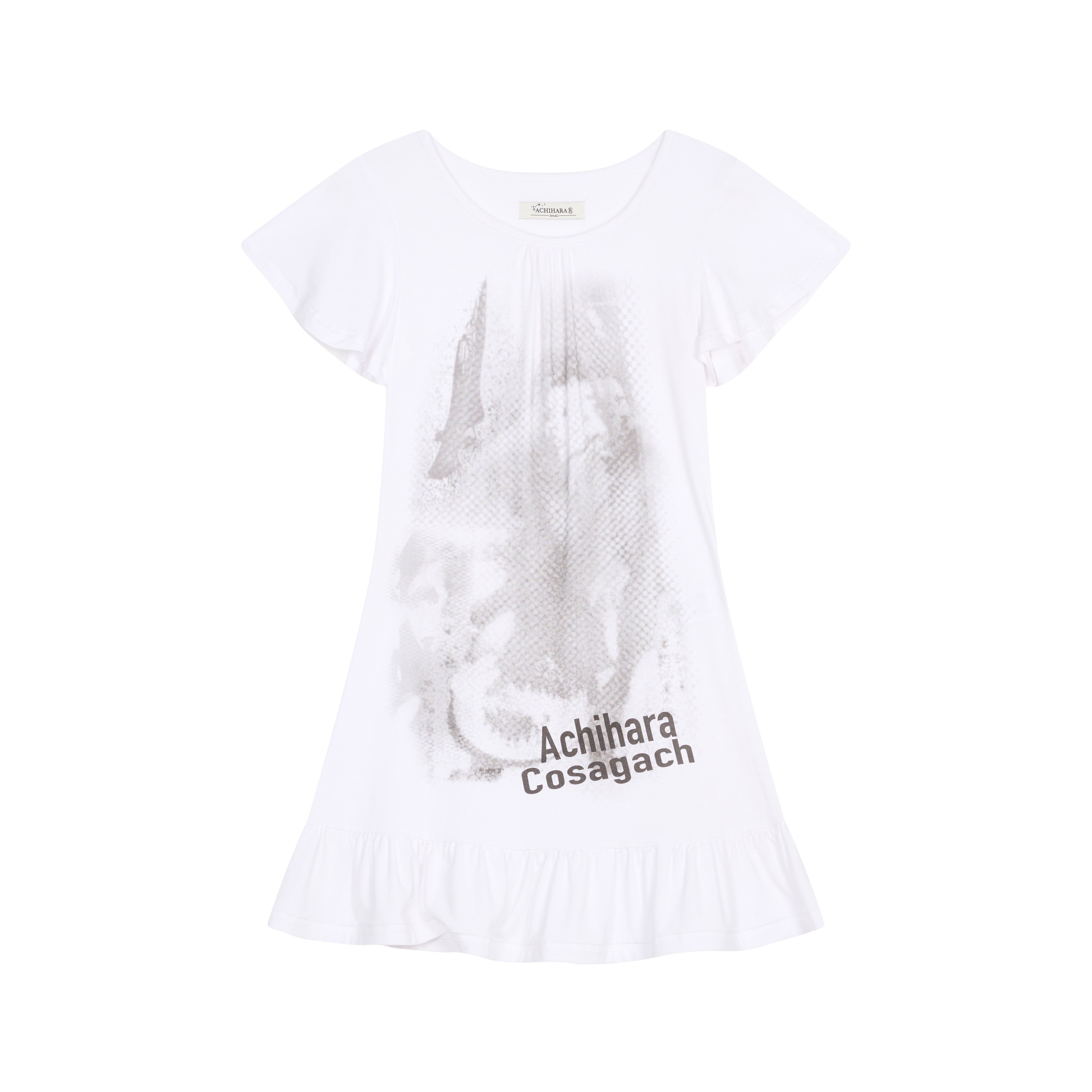 Achihara Summer Dream White Ruffle Hem T-shirt Dress