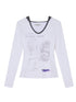 Starry Rain Hooded Tee V-Neck T-Shirt Long-Sleeve