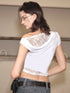 Off Shoulder Lace Trim White Tee