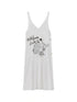 White Floral Print V-Neck Slip Dress Loose Fit Midi