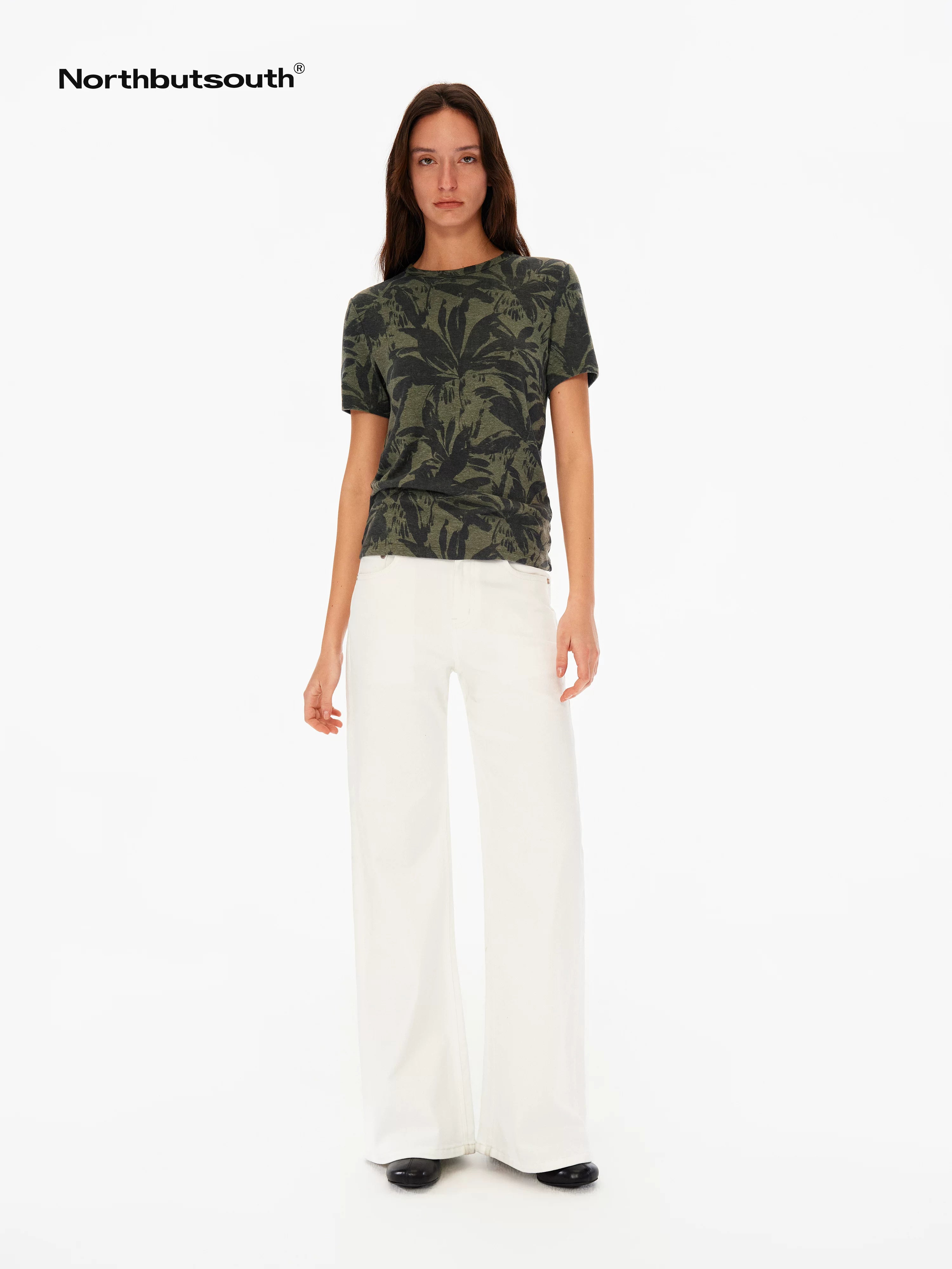 White Mid High Waist Micro Flare Stretch Women&