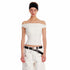 ALINNV STUDIO Slim Off Shoulder Silk Top With Floral Detail
