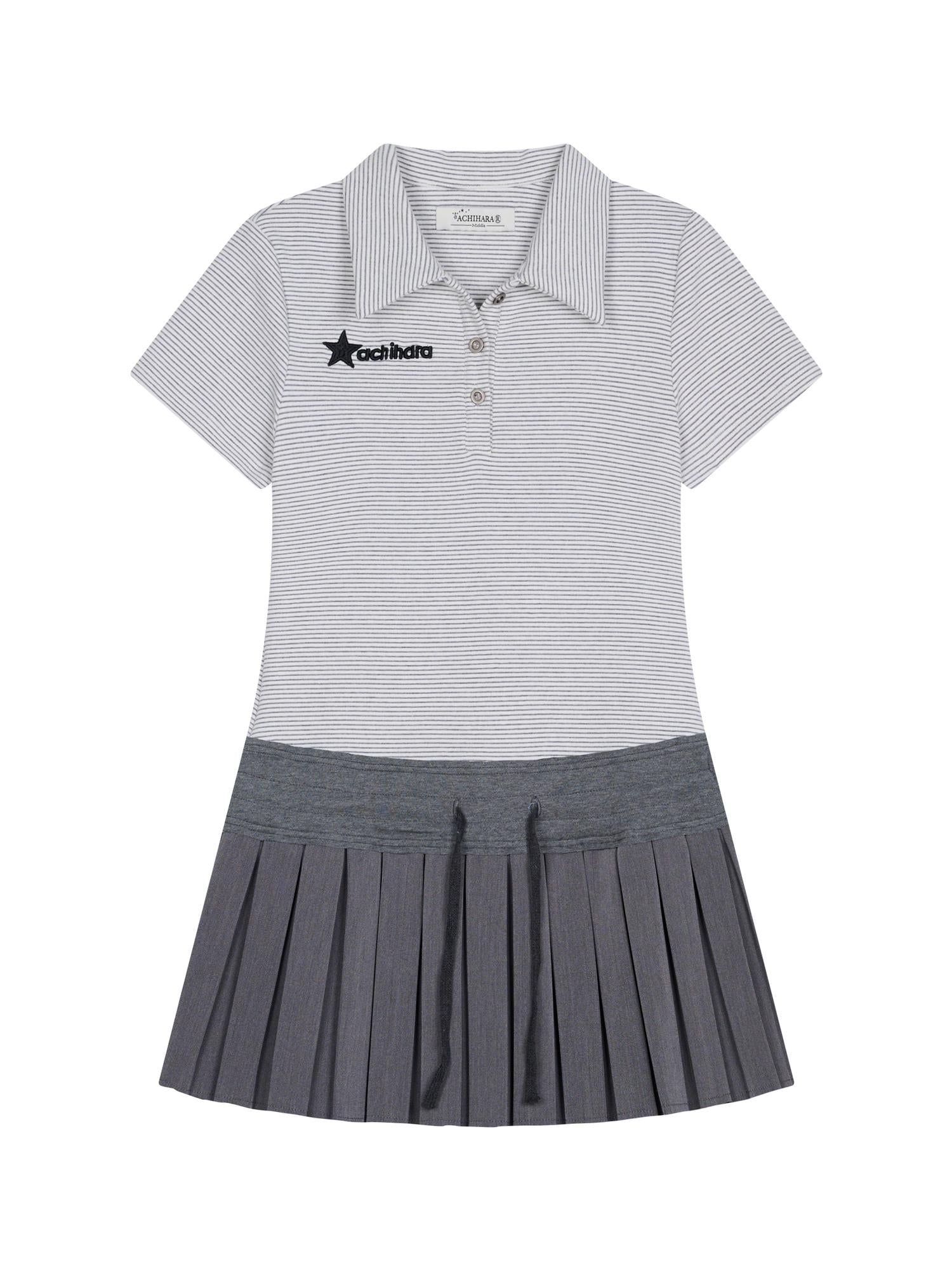 Achihara Nerd Skirt Pleated Polo Dress