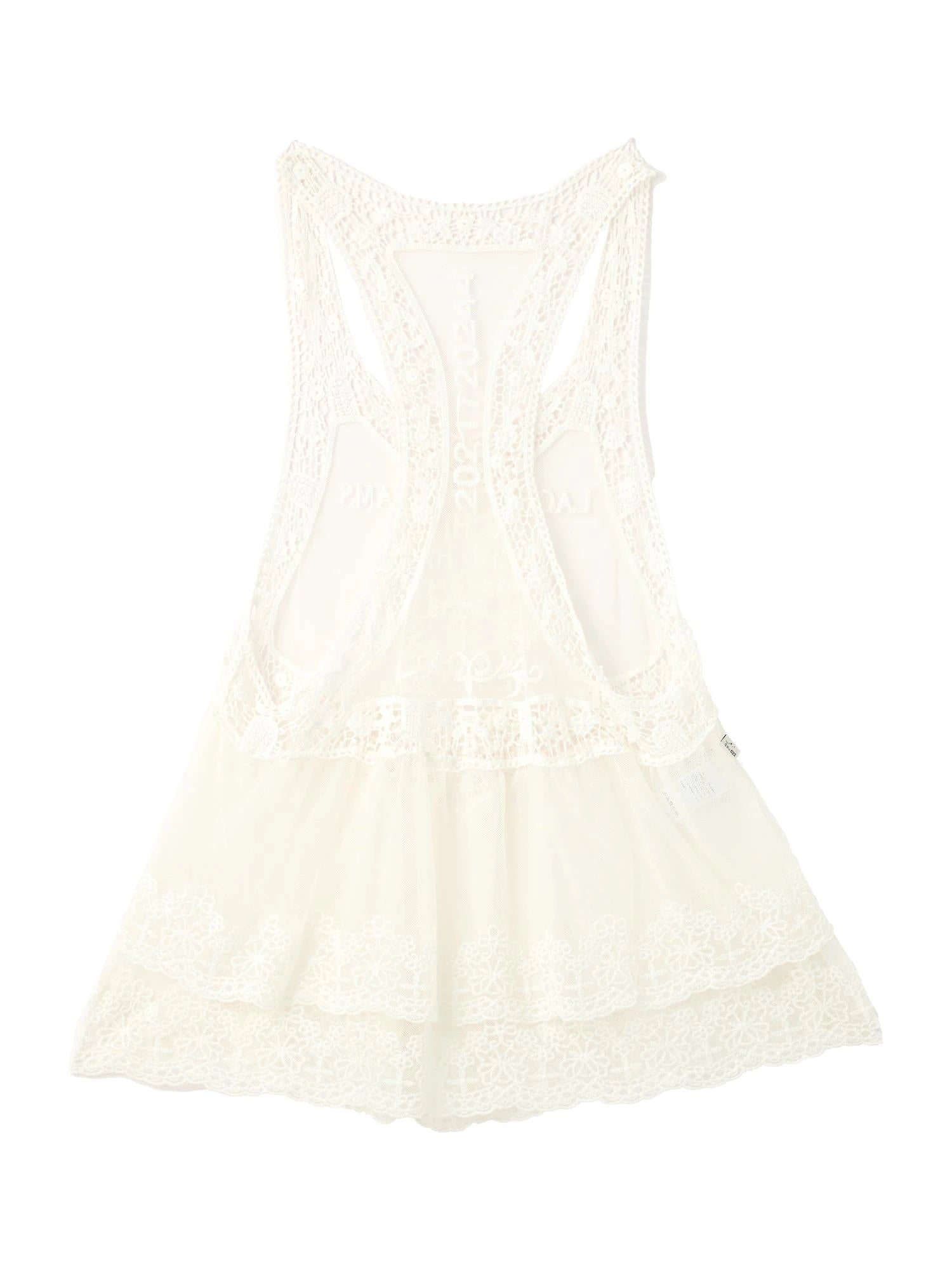 Summer Lace Strap Dress With Double Layer Hem