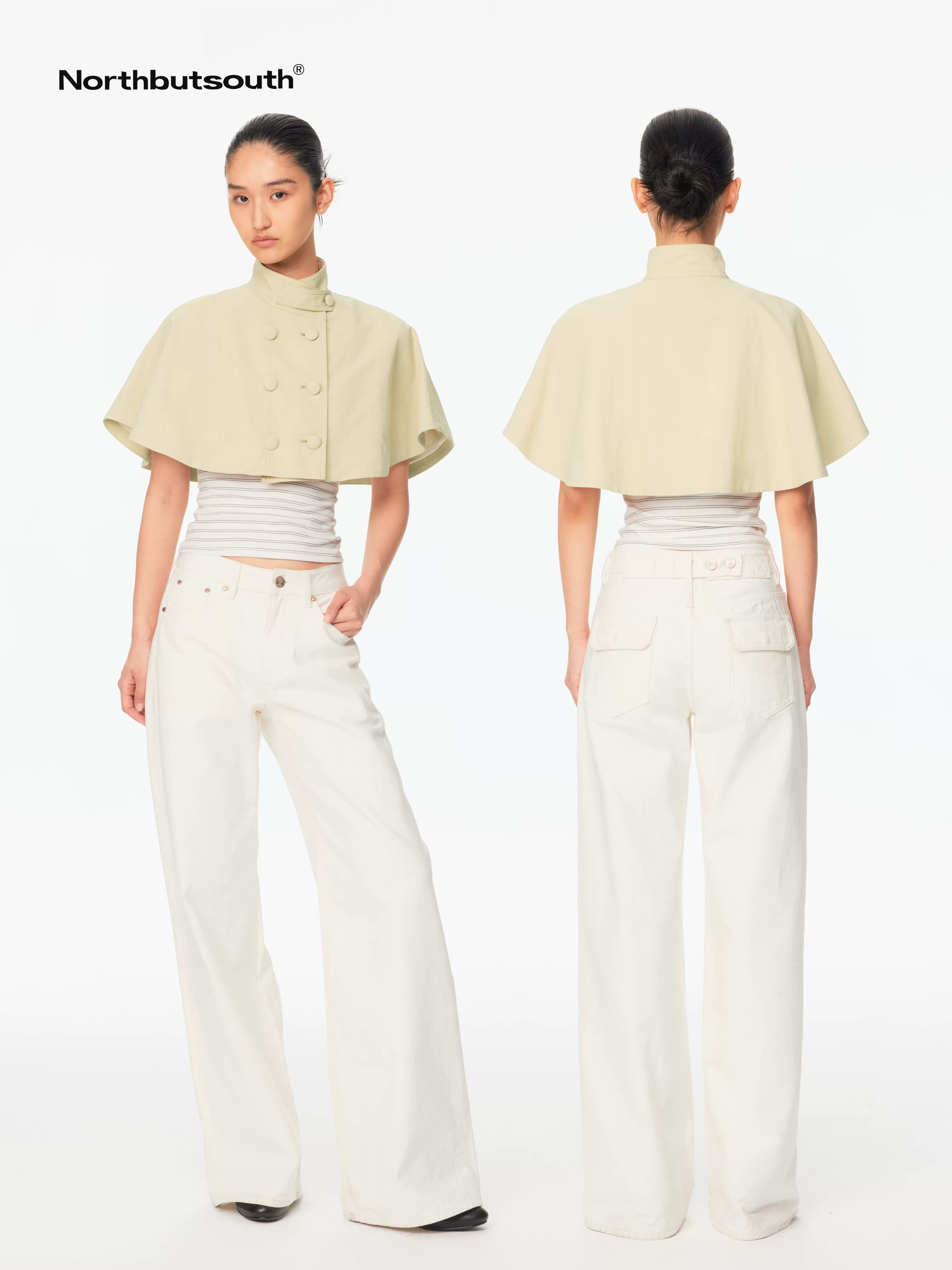 White Ribbed Paris Button Women&