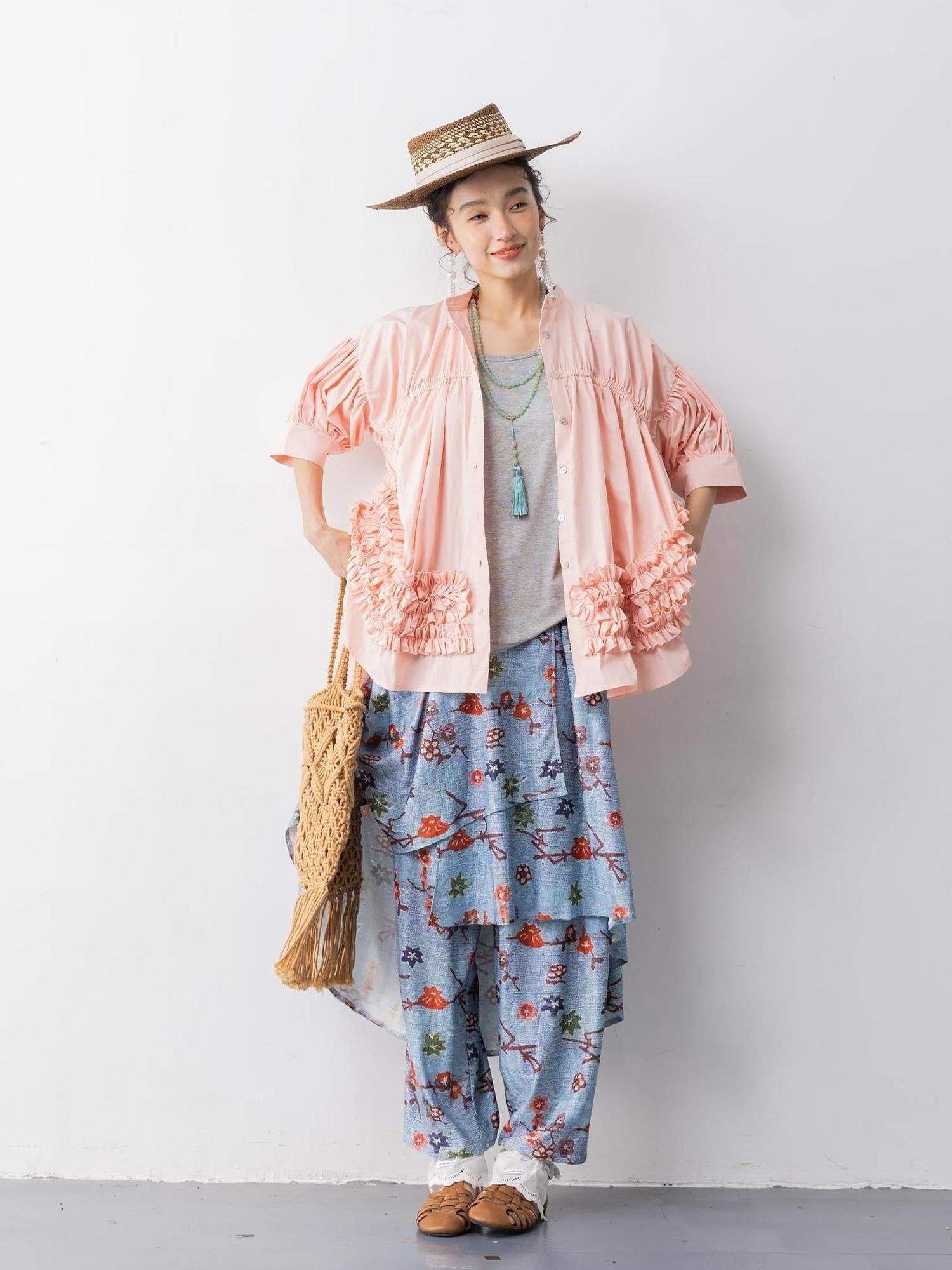 Sweet Mi White Tea Cotton Brocade Ruffle Suit