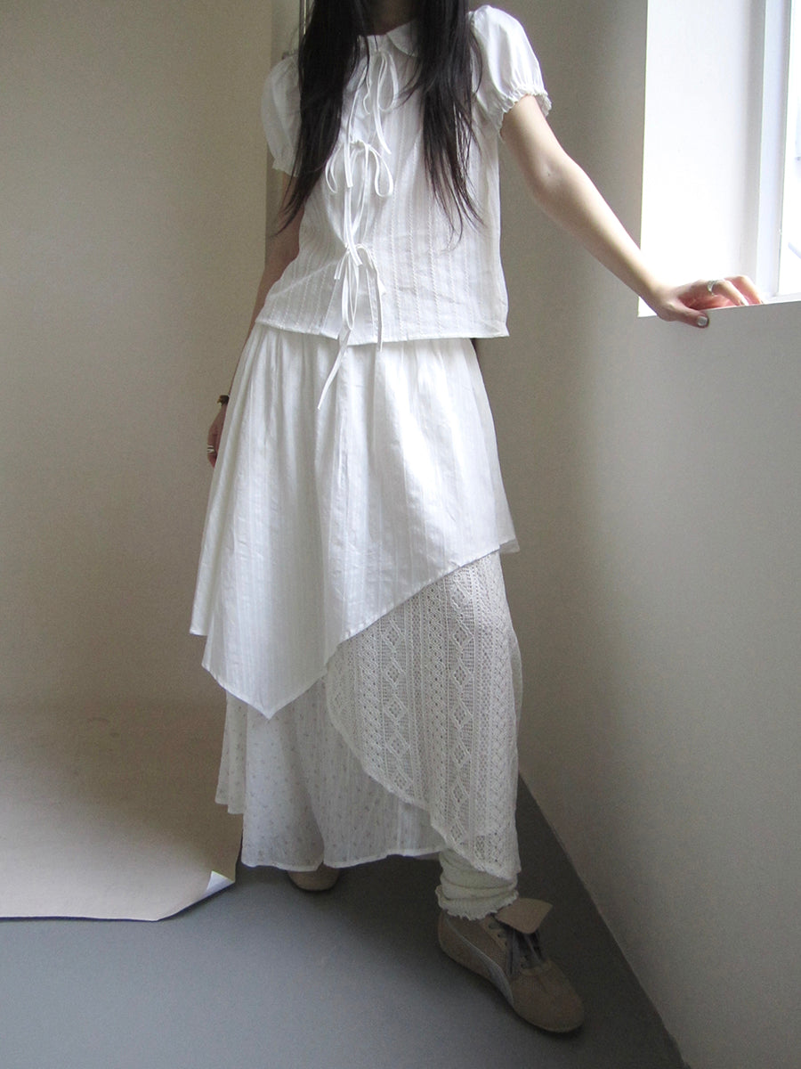 ang project Vintage Floral Patchwork Skirt With Elastic Waist