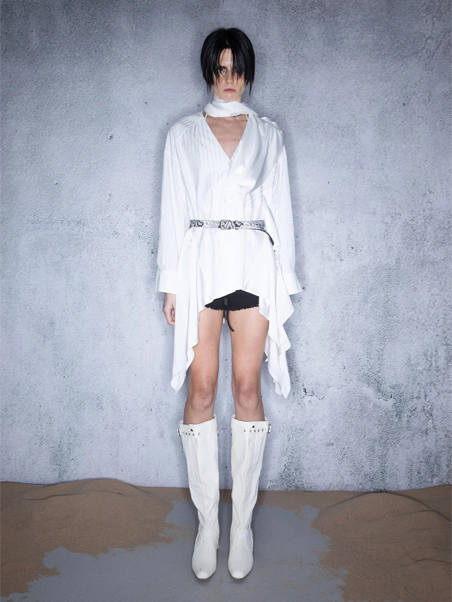 Loose Striped Patchwork Shirt Elegant Finale