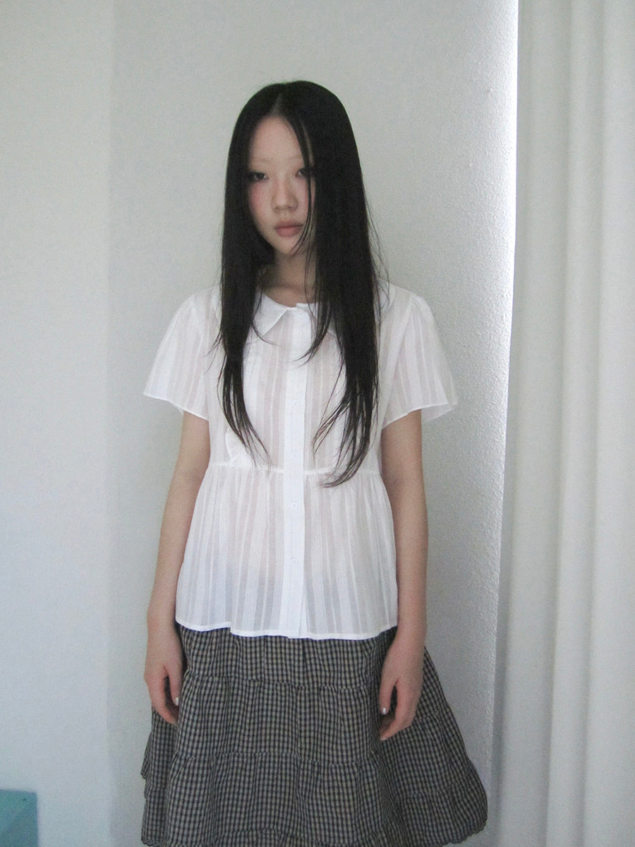 ang project Lace Trimmed Babydoll Collar Summer Blouse