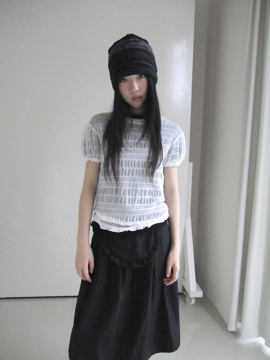 ang project Textured Bubble Sleeve Top