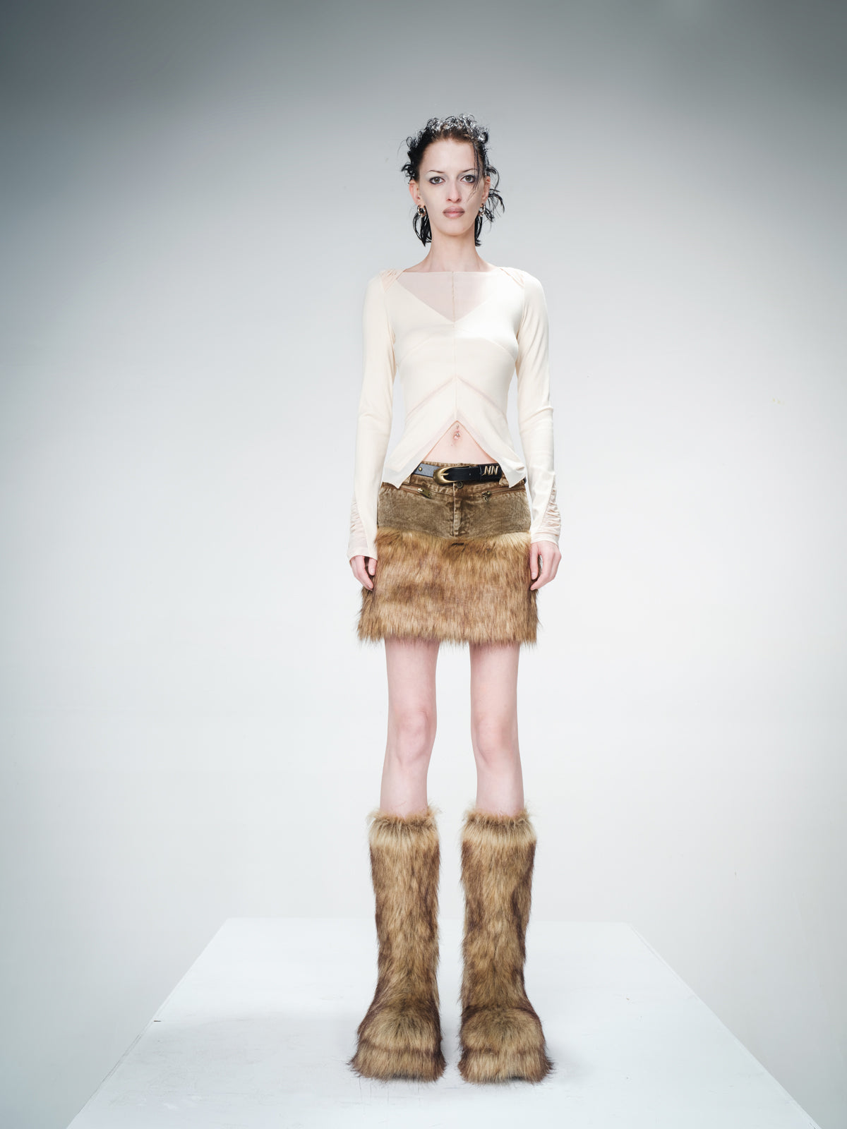 UpdateNN NORTH NODE Mesh Panel Knit Top With Color Block Design
