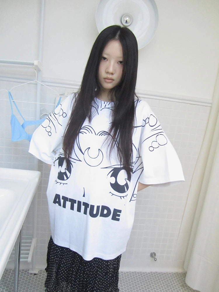 Anime Graphic Summer Design Loose Fit Short Sleeve Tee Women
