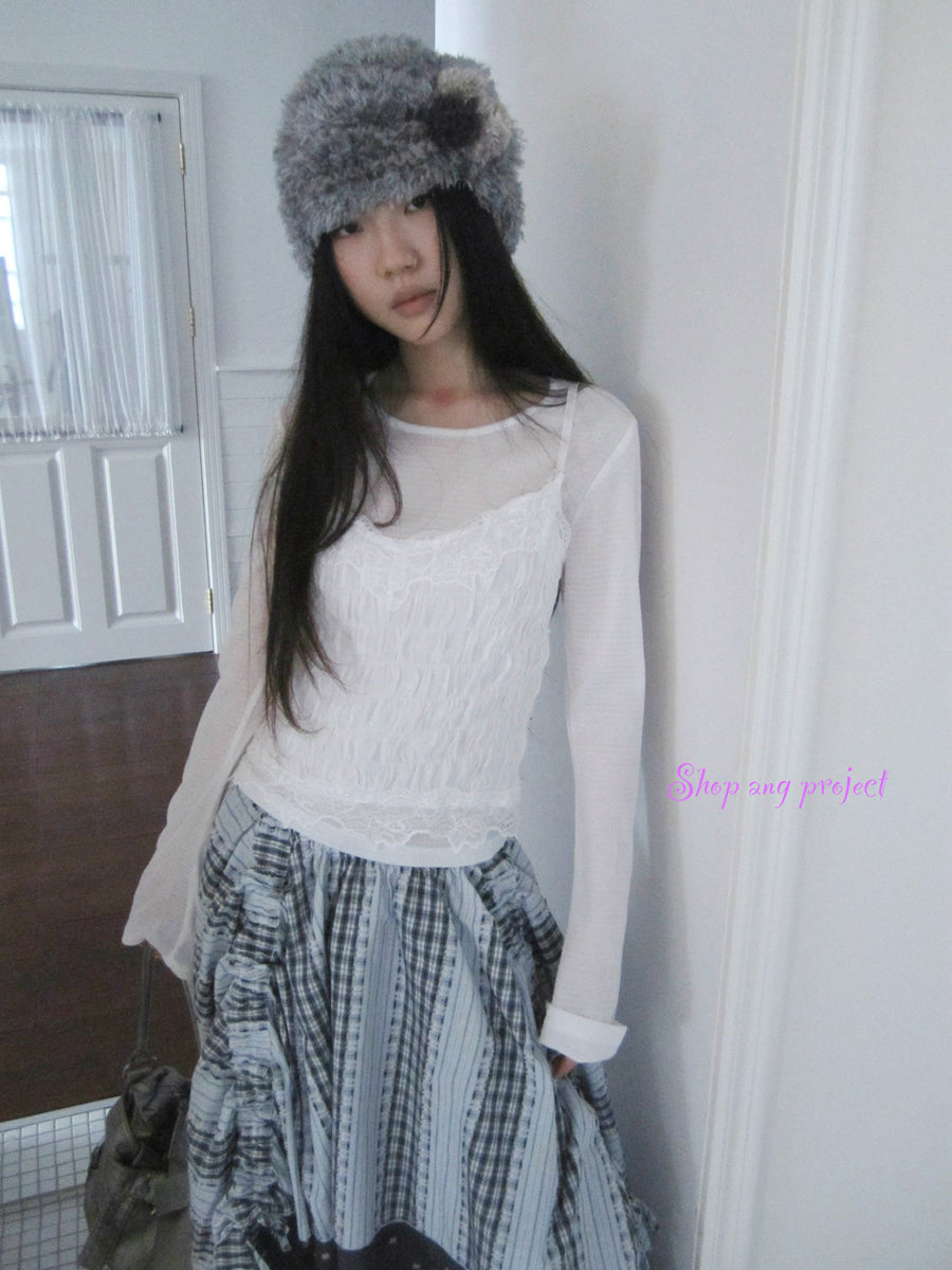 Updateang project Summer Textured Lace Sleeve Layering Vest Set