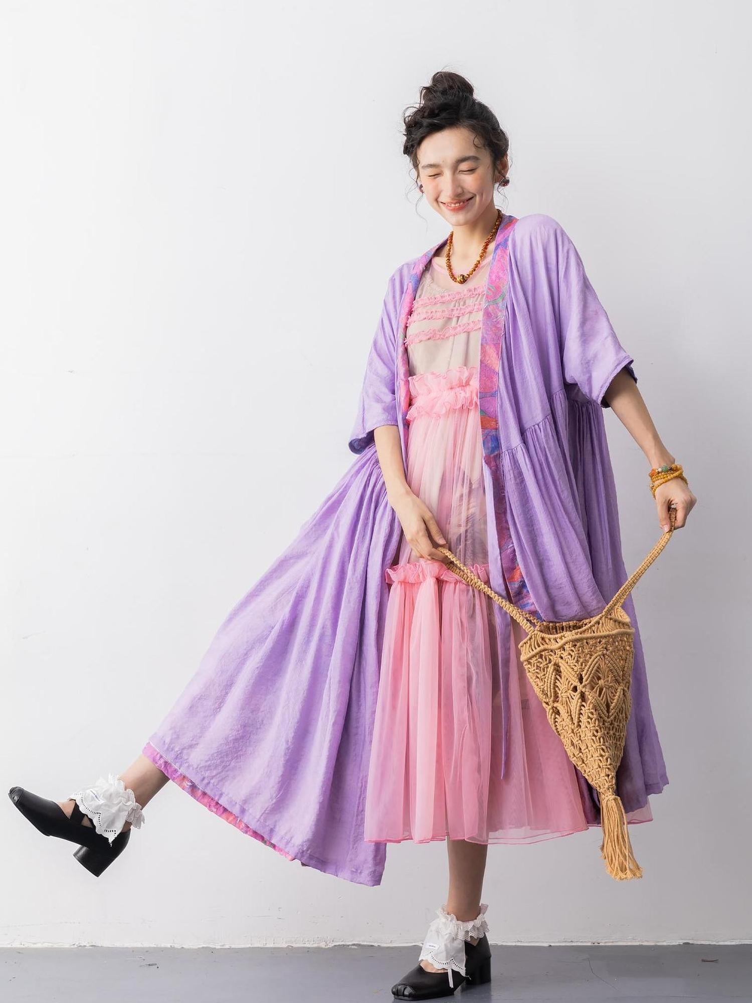 Sweet Mi Wilderness Catcher Reversible Lazy Robe Dress