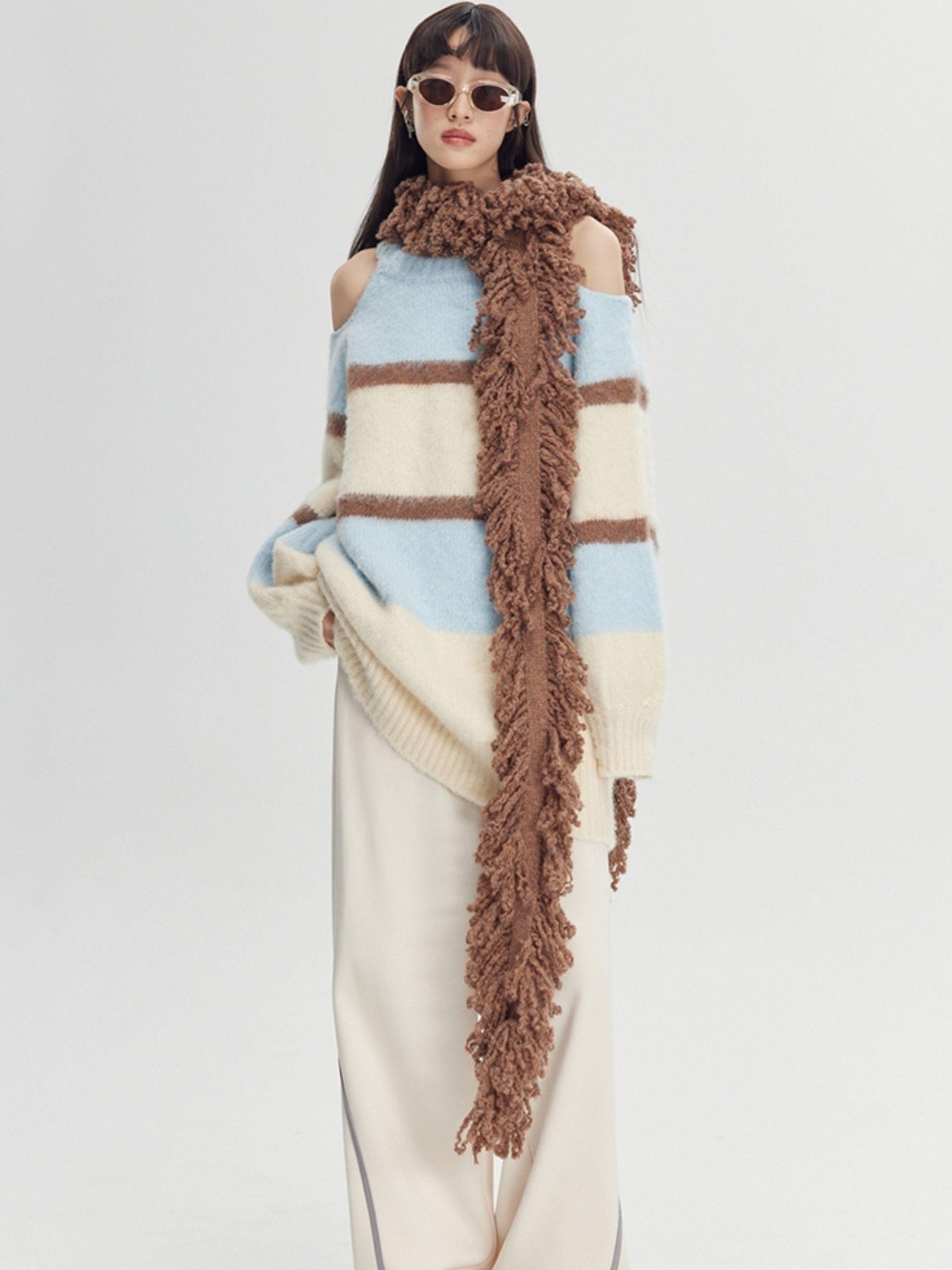 DIDDI MODA Winter Fringe Warmth Knitted Scarf Wrap