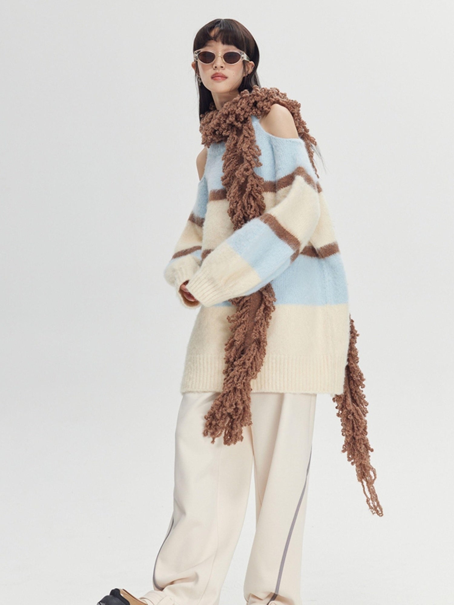 DIDDI MODA Winter Fringe Warmth Knitted Scarf Wrap