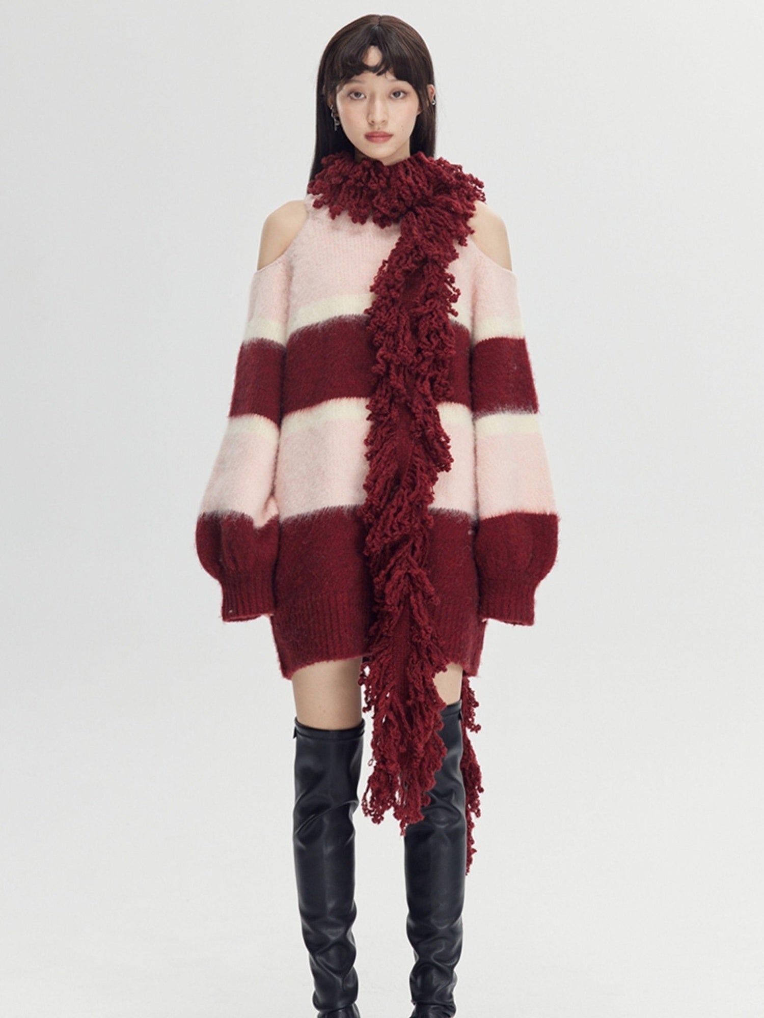 DIDDI MODA Winter Fringe Warmth Knitted Scarf Wrap