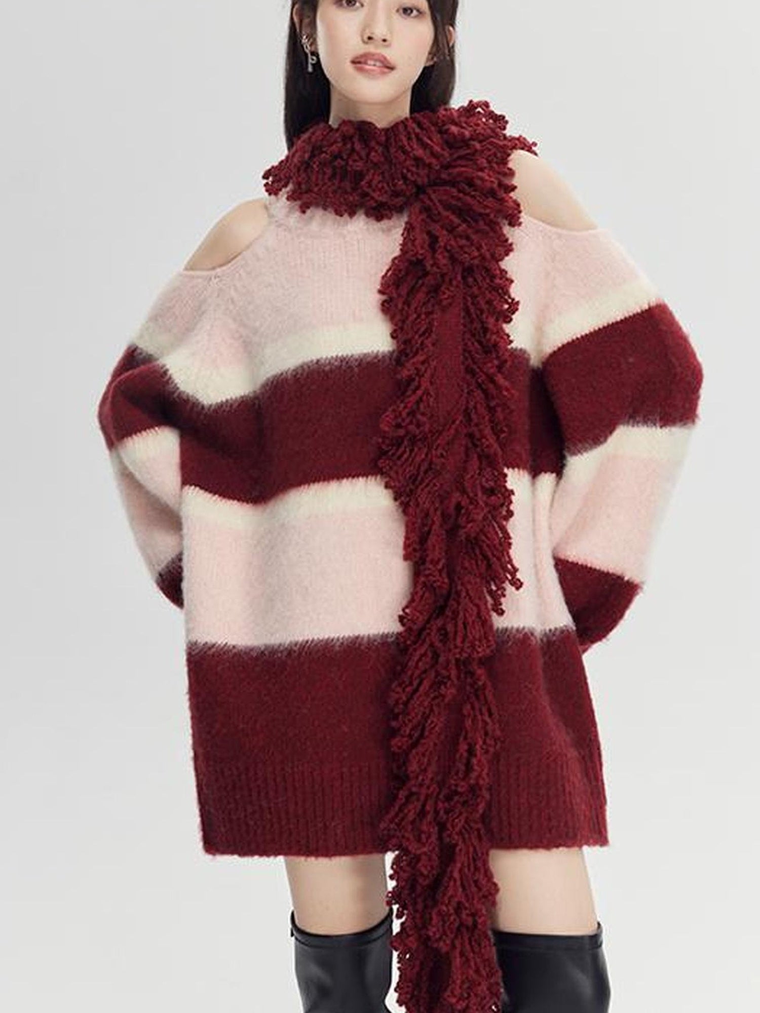 DIDDI MODA Winter Fringe Warmth Knitted Scarf Wrap